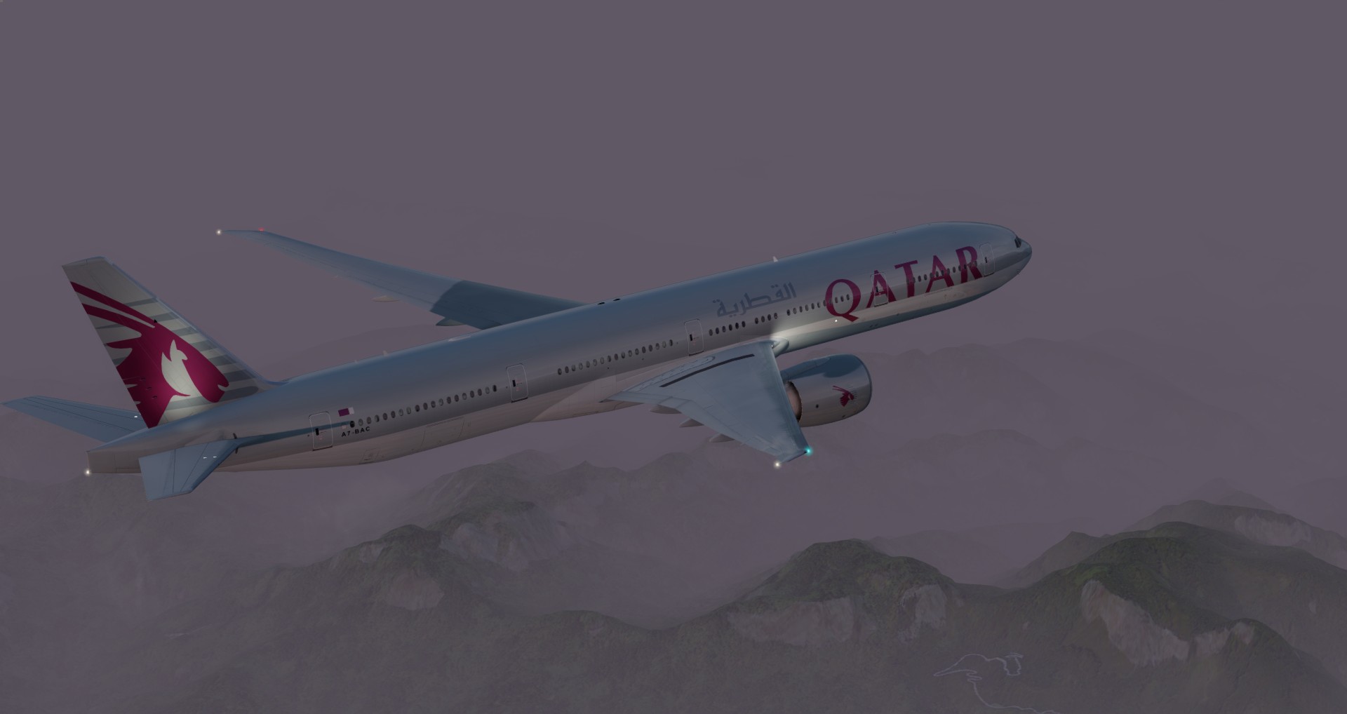 P3D V4 77W Qatar Airways ZGGG-OTHH-2 