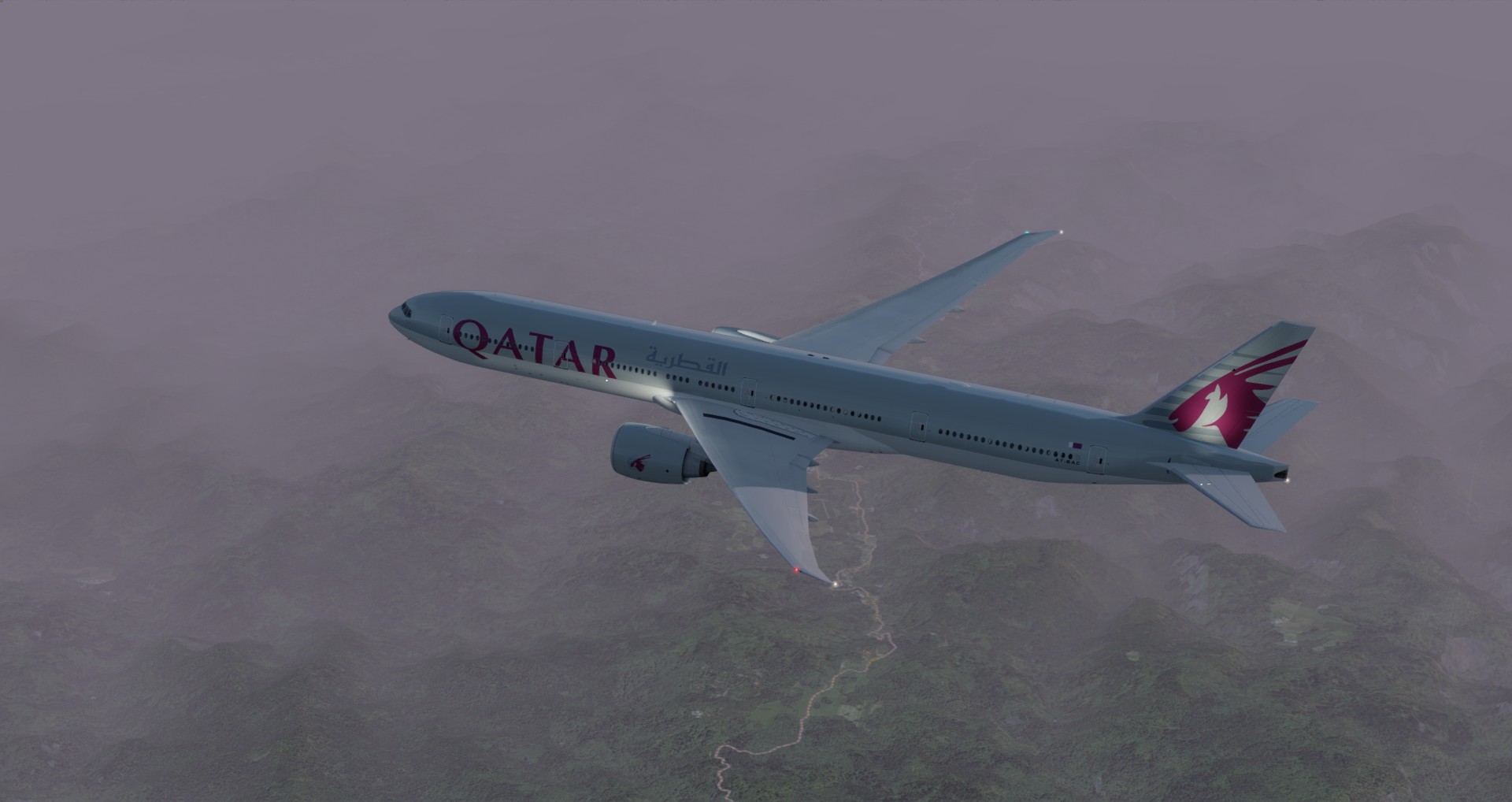 P3D V4 77W Qatar Airways ZGGG-OTHH-8052 