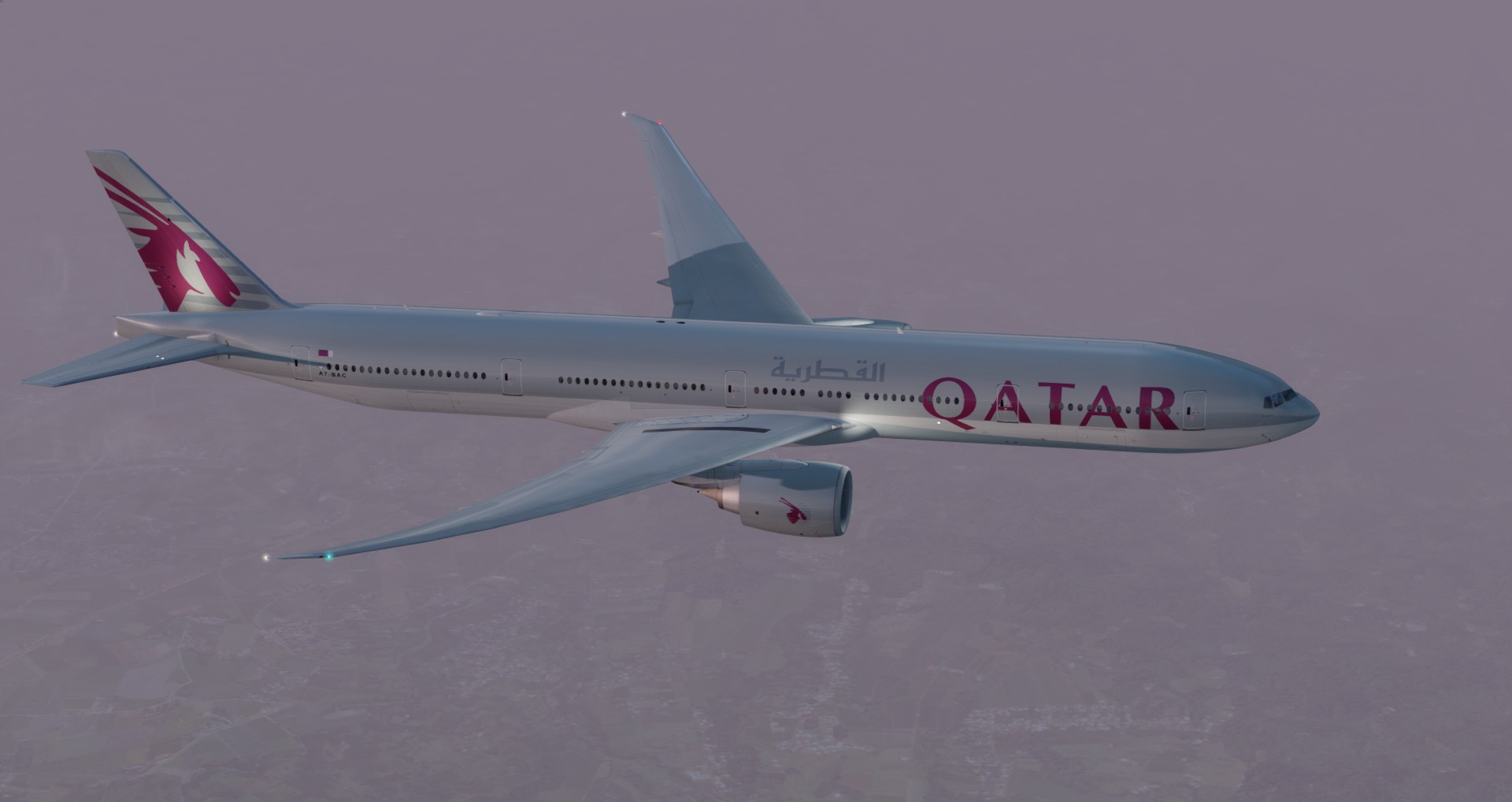 P3D V4 77W Qatar Airways ZGGG-OTHH-2300 