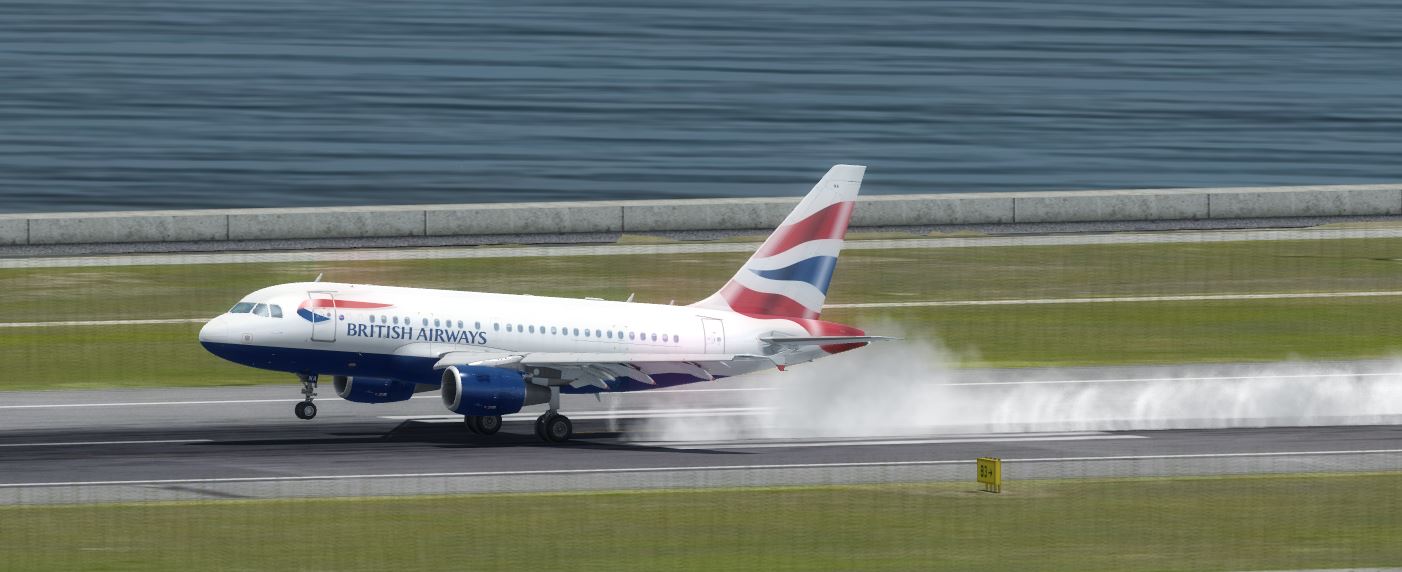 British Airlines Aerosoft A319 @ RJBB landing-7429 