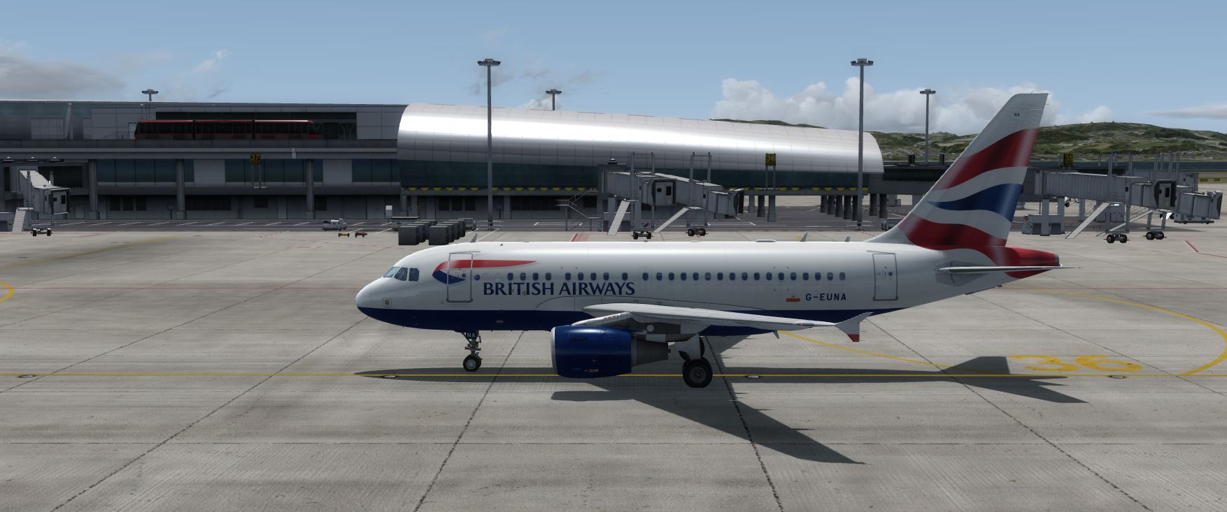British Airlines Aerosoft A319 @ RJBB landing-127 