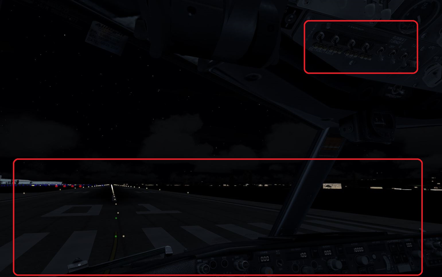 飞机灯光异常，无法照射地面-747 