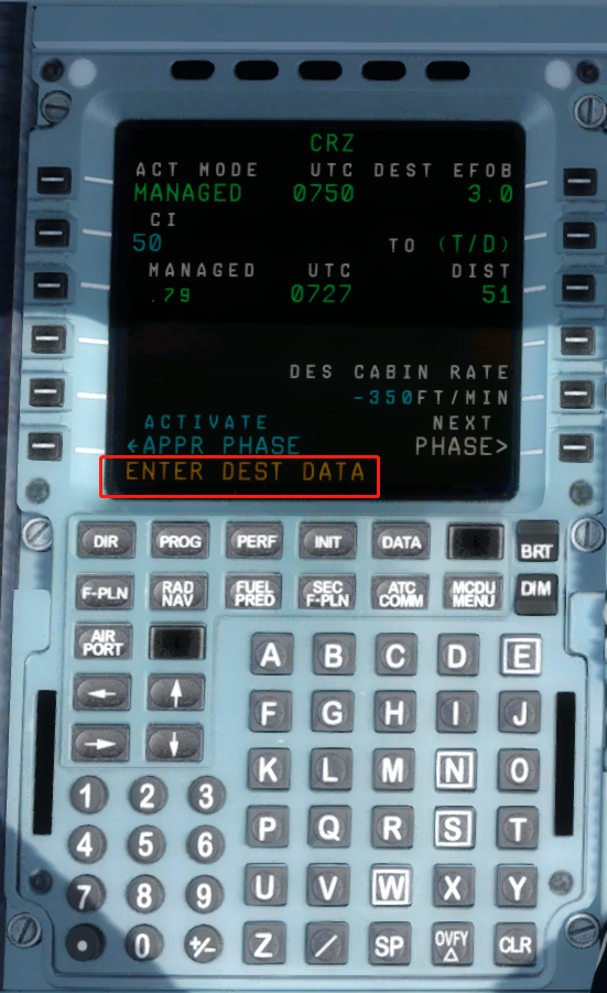 A320 CDU 出现ENTER DEST DATA 后，该操作什么？-7938 