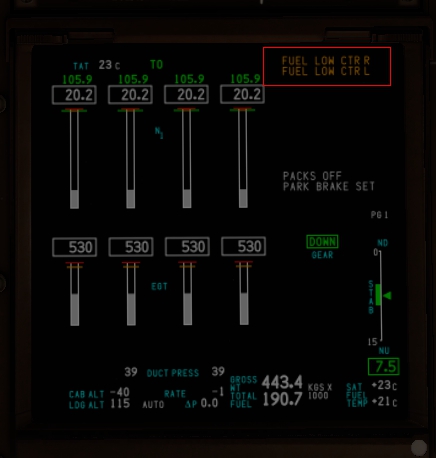 求助ssg 748提示 fuel low  ctr r 问题-4379 