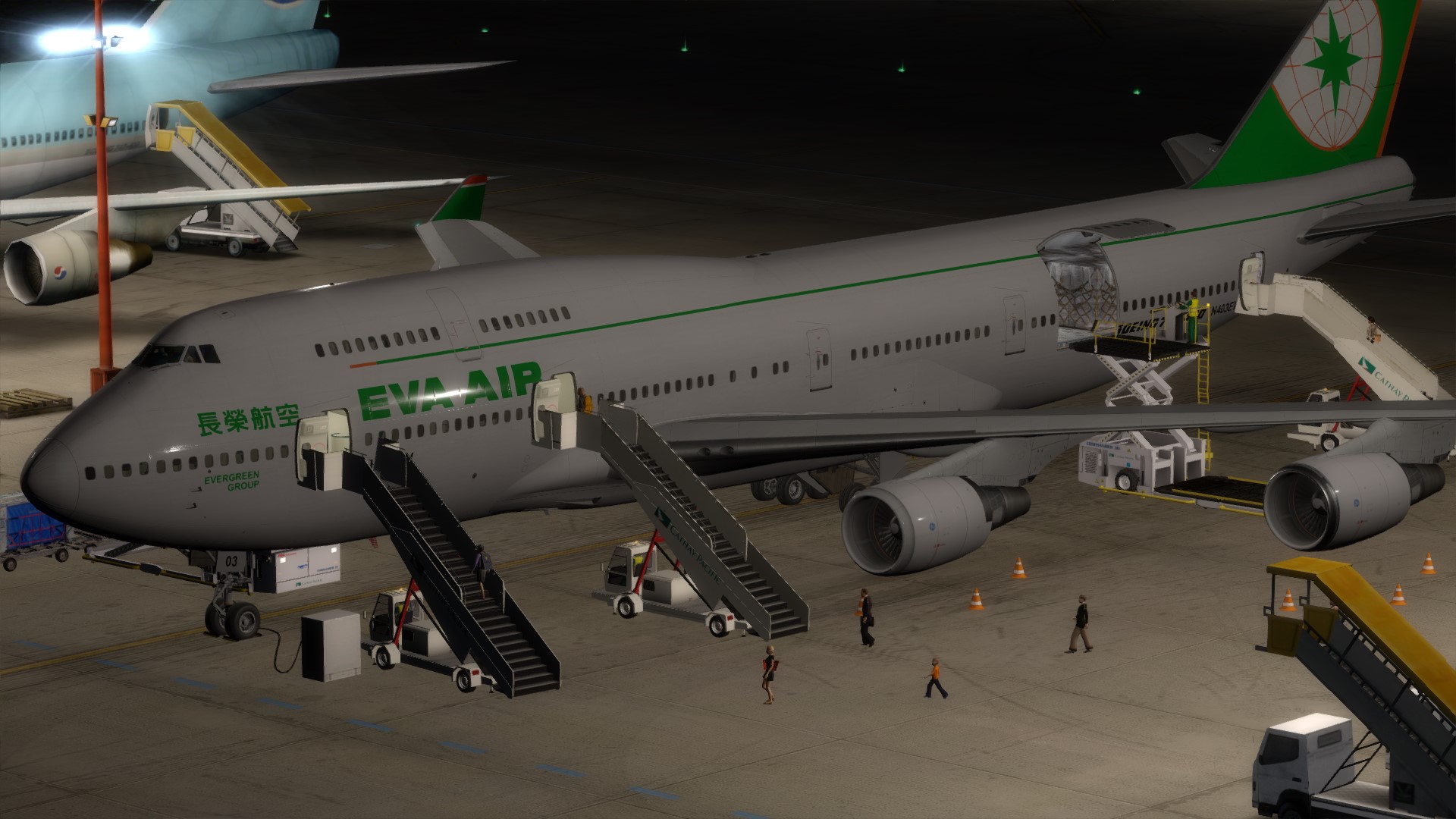 长荣航空747-45EM VHHX-VHHX夜间飞行-7220 