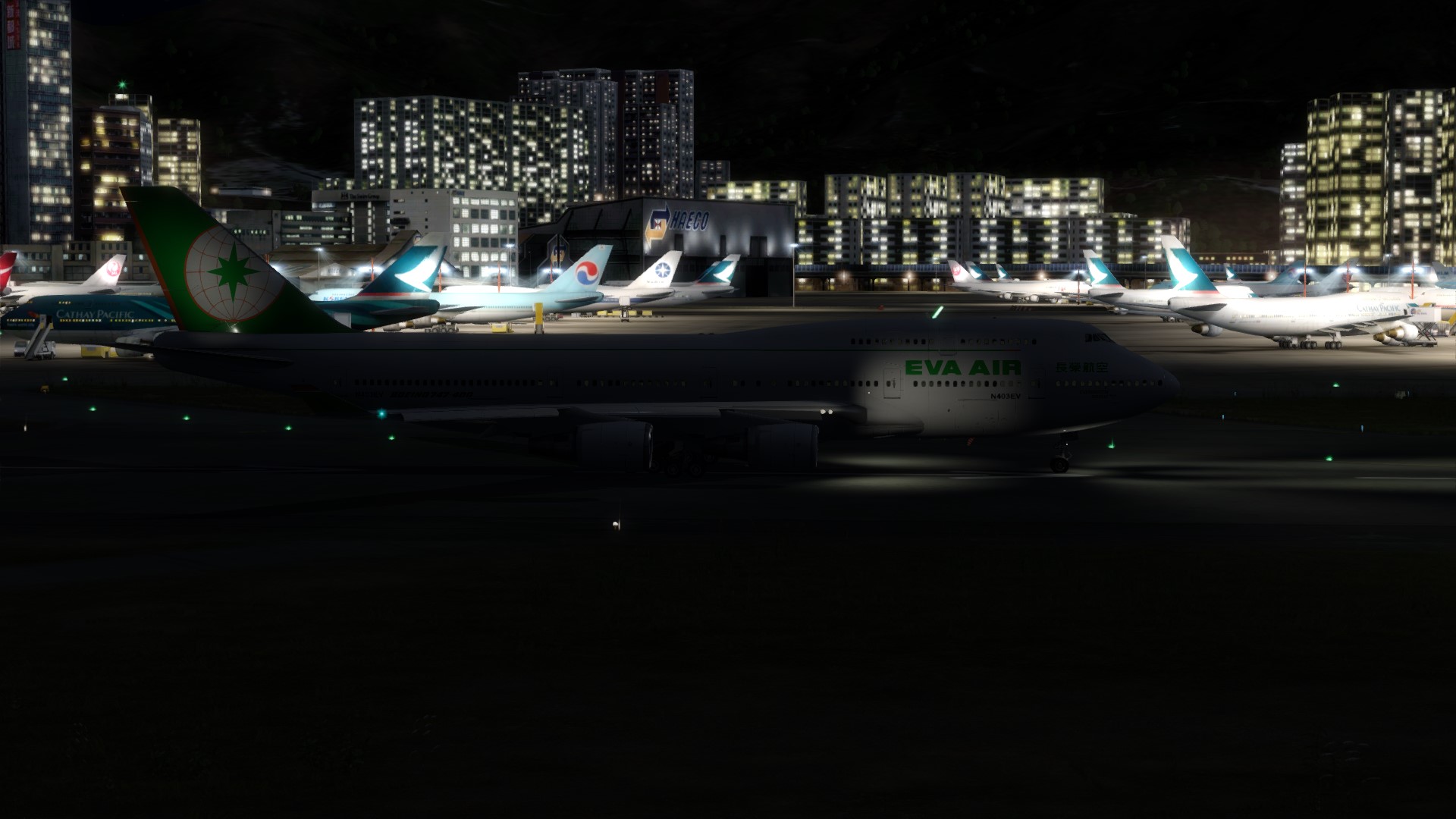 长荣航空747-45EM VHHX-VHHX夜间飞行-8179 