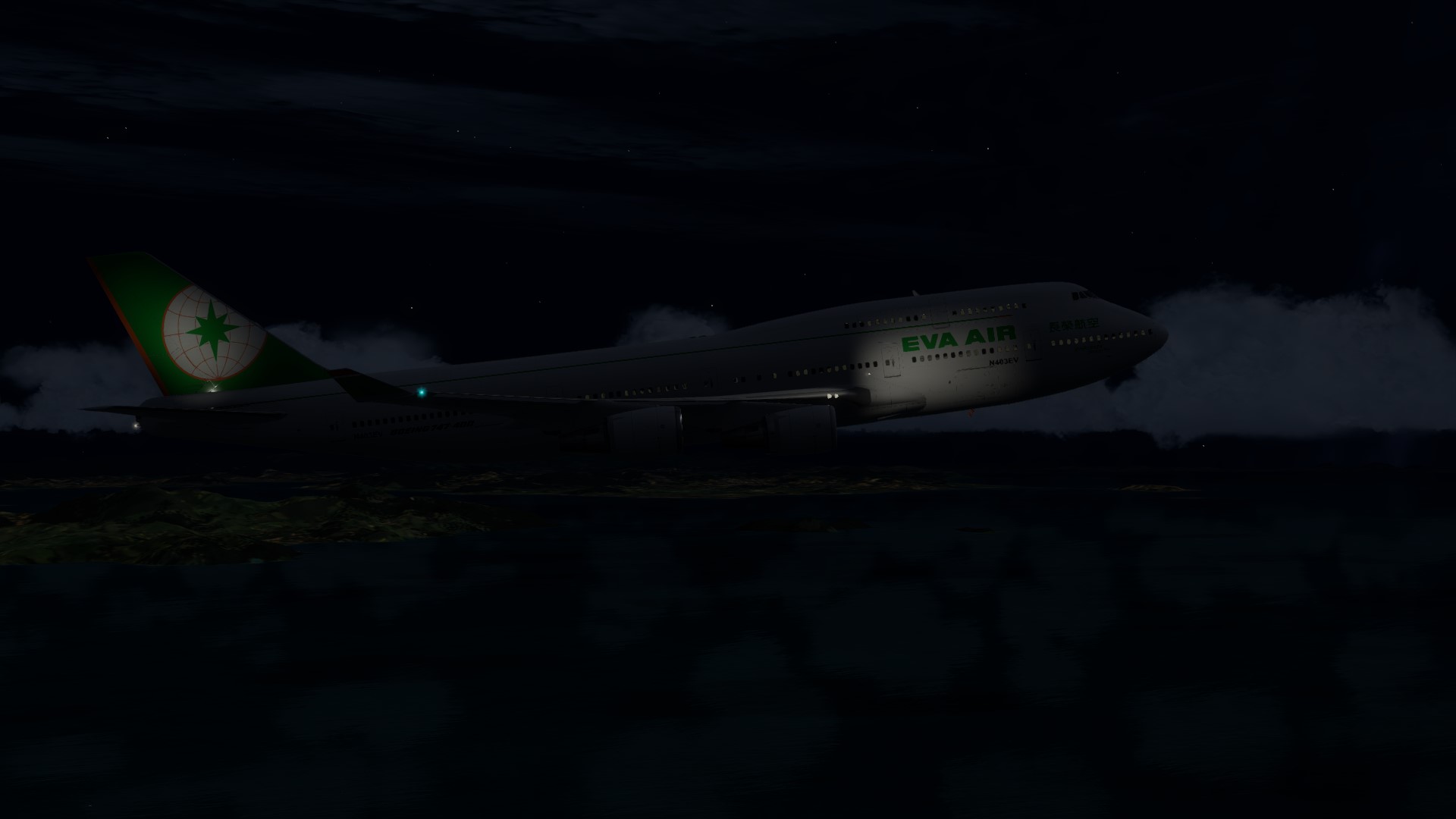 长荣航空747-45EM VHHX-VHHX夜间飞行-7826 