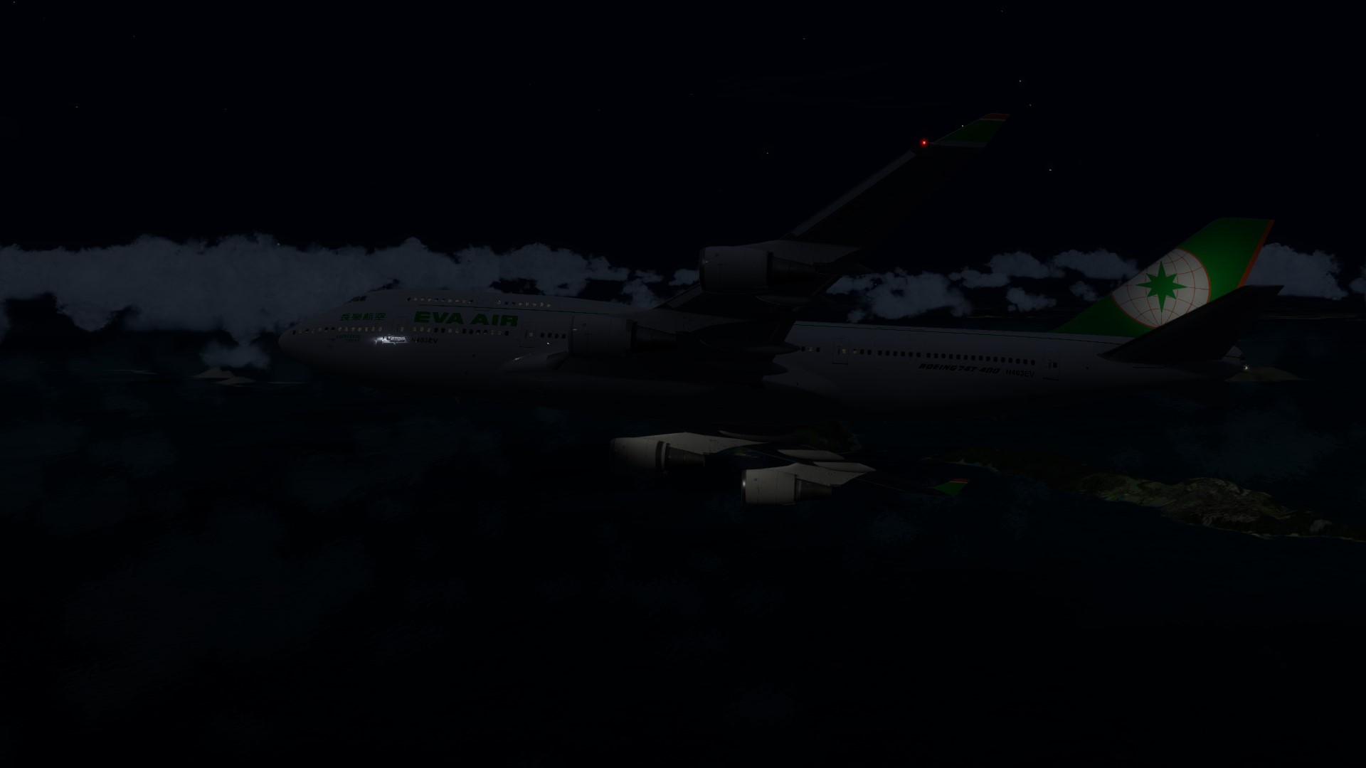 长荣航空747-45EM VHHX-VHHX夜间飞行-7376 