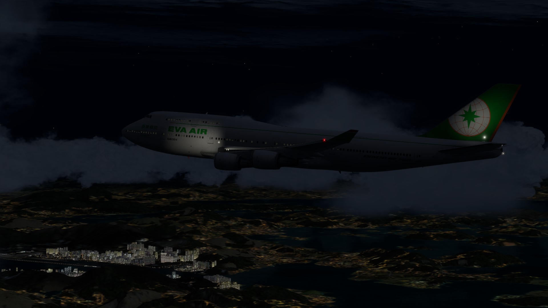 长荣航空747-45EM VHHX-VHHX夜间飞行-8731 