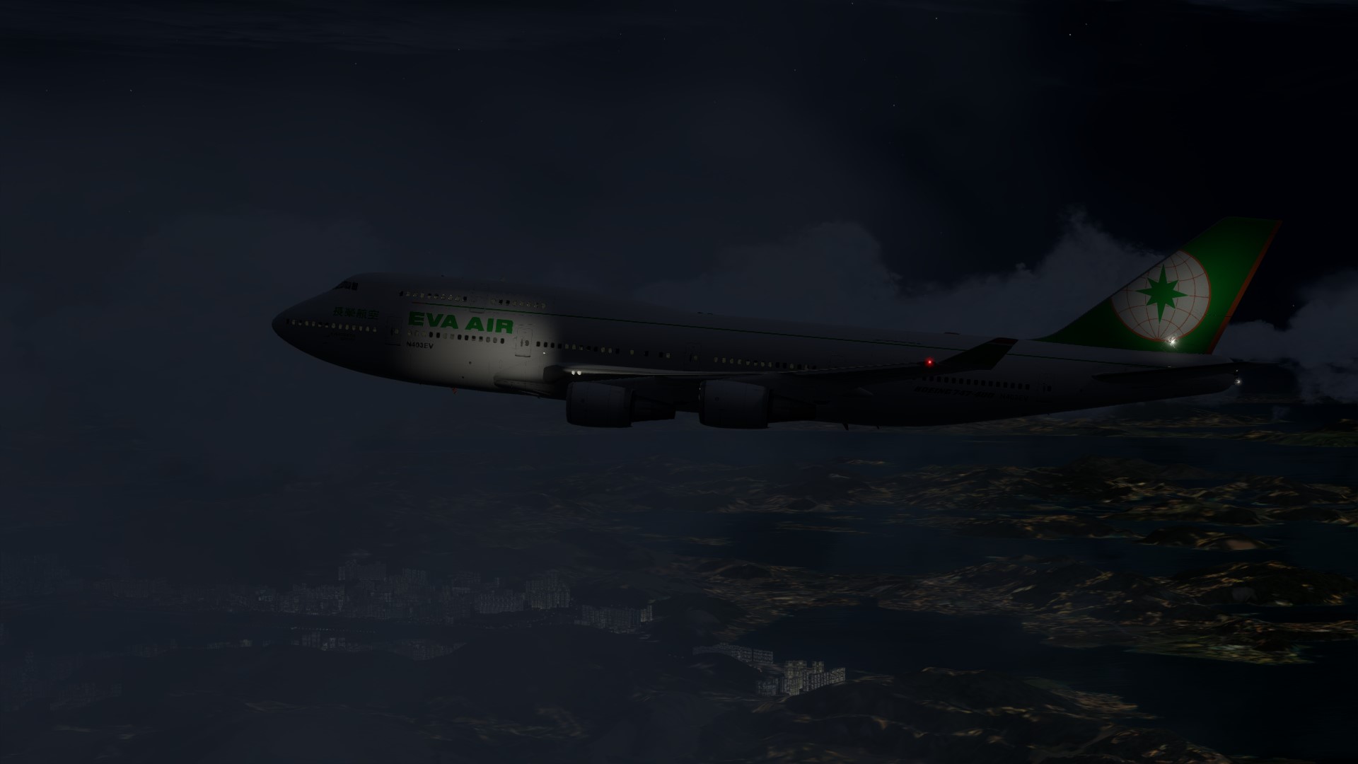 长荣航空747-45EM VHHX-VHHX夜间飞行-643 