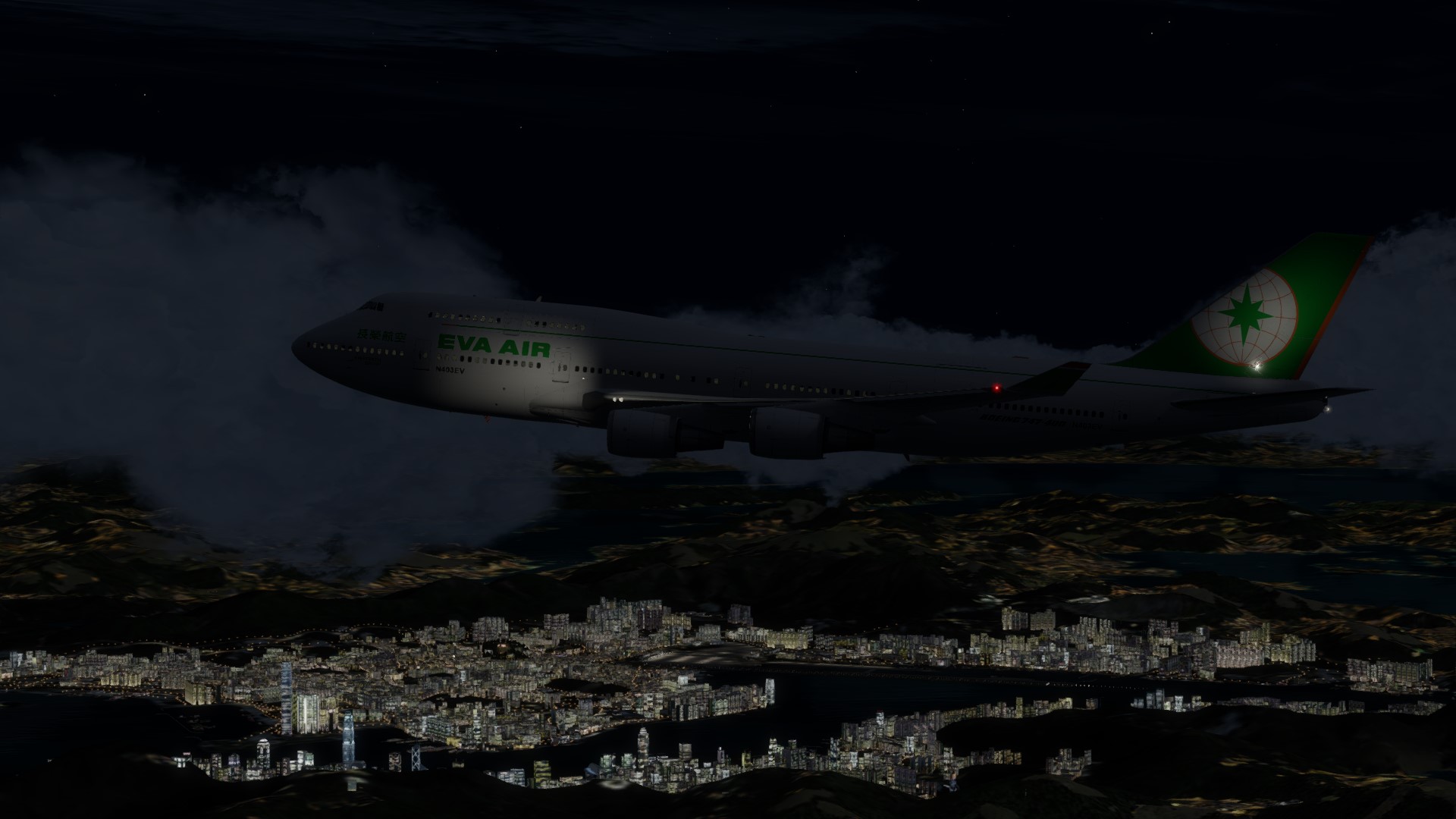 长荣航空747-45EM VHHX-VHHX夜间飞行-1331 