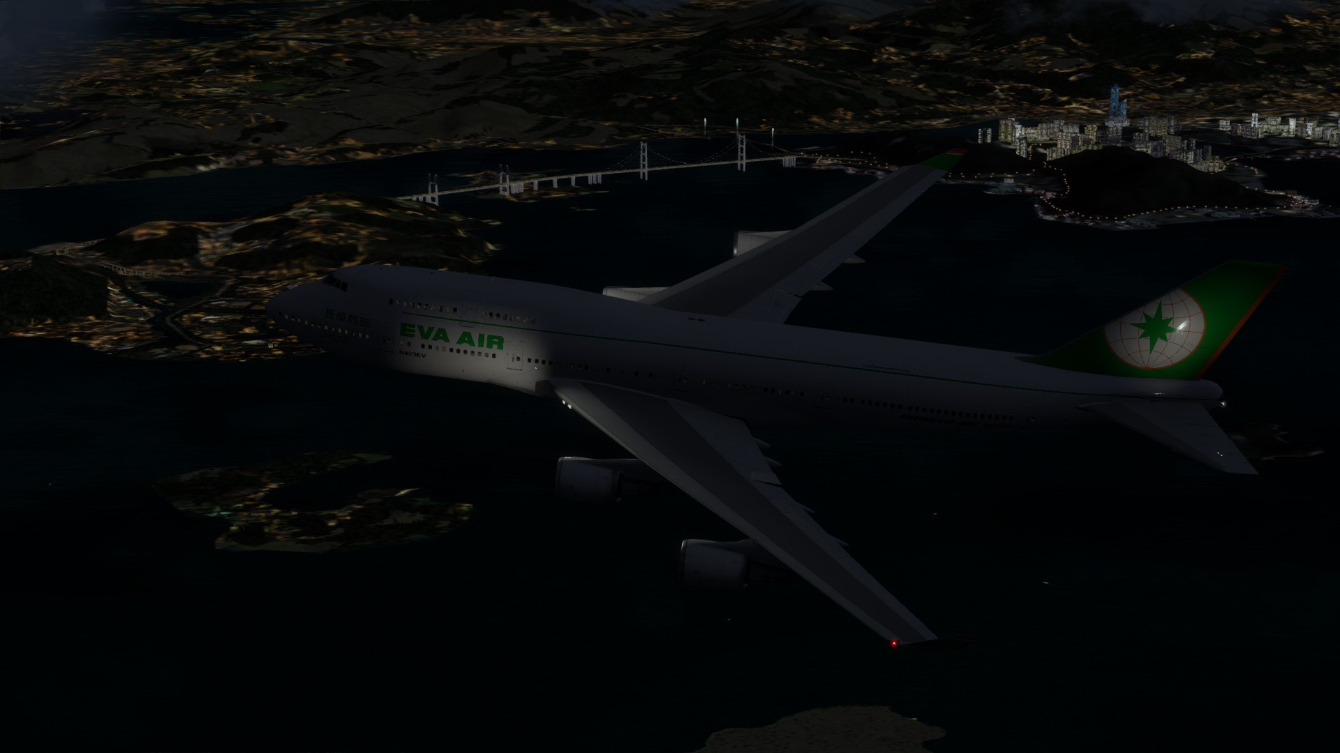 长荣航空747-45EM VHHX-VHHX夜间飞行-2187 