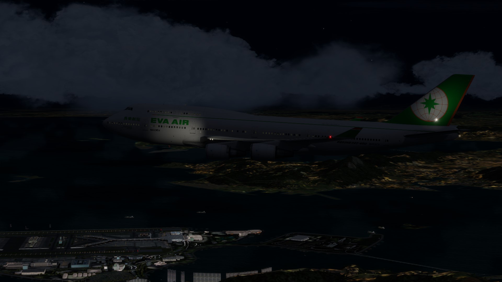 长荣航空747-45EM VHHX-VHHX夜间飞行-7851 