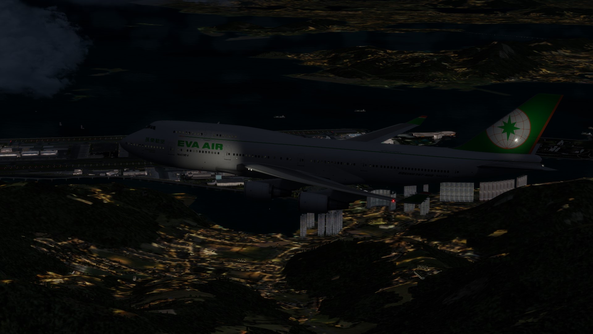 长荣航空747-45EM VHHX-VHHX夜间飞行-4026 