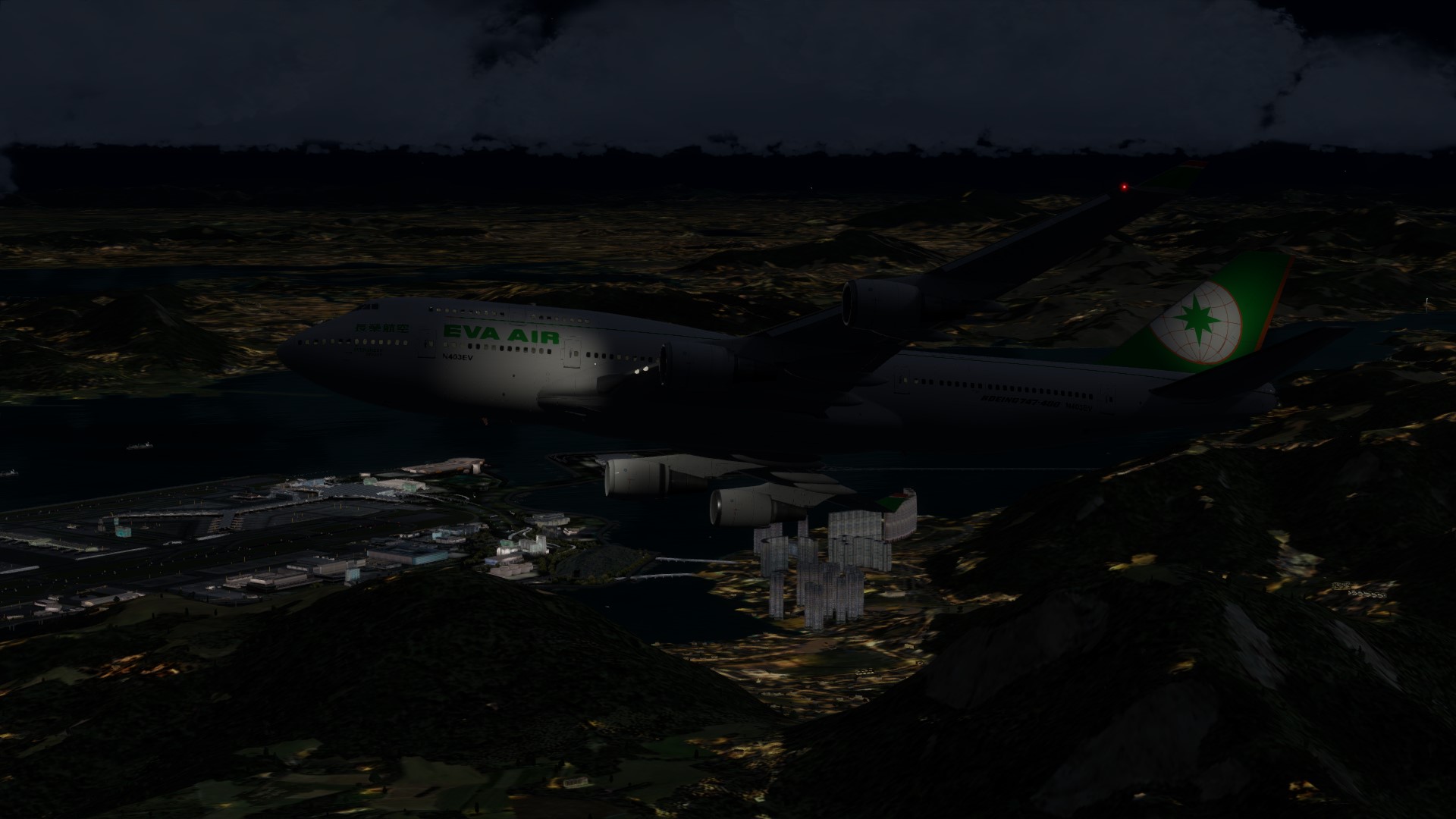 长荣航空747-45EM VHHX-VHHX夜间飞行-380 