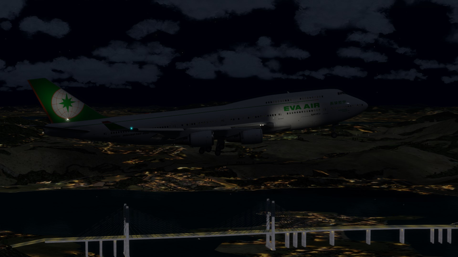 长荣航空747-45EM VHHX-VHHX夜间飞行-502 