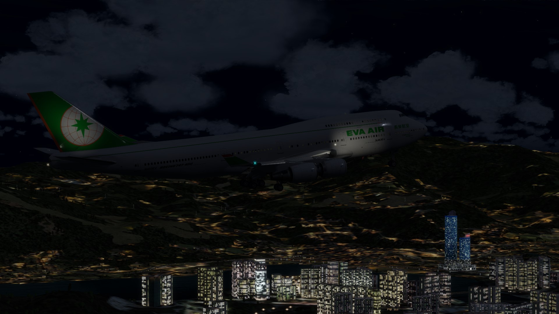 长荣航空747-45EM VHHX-VHHX夜间飞行-7361 