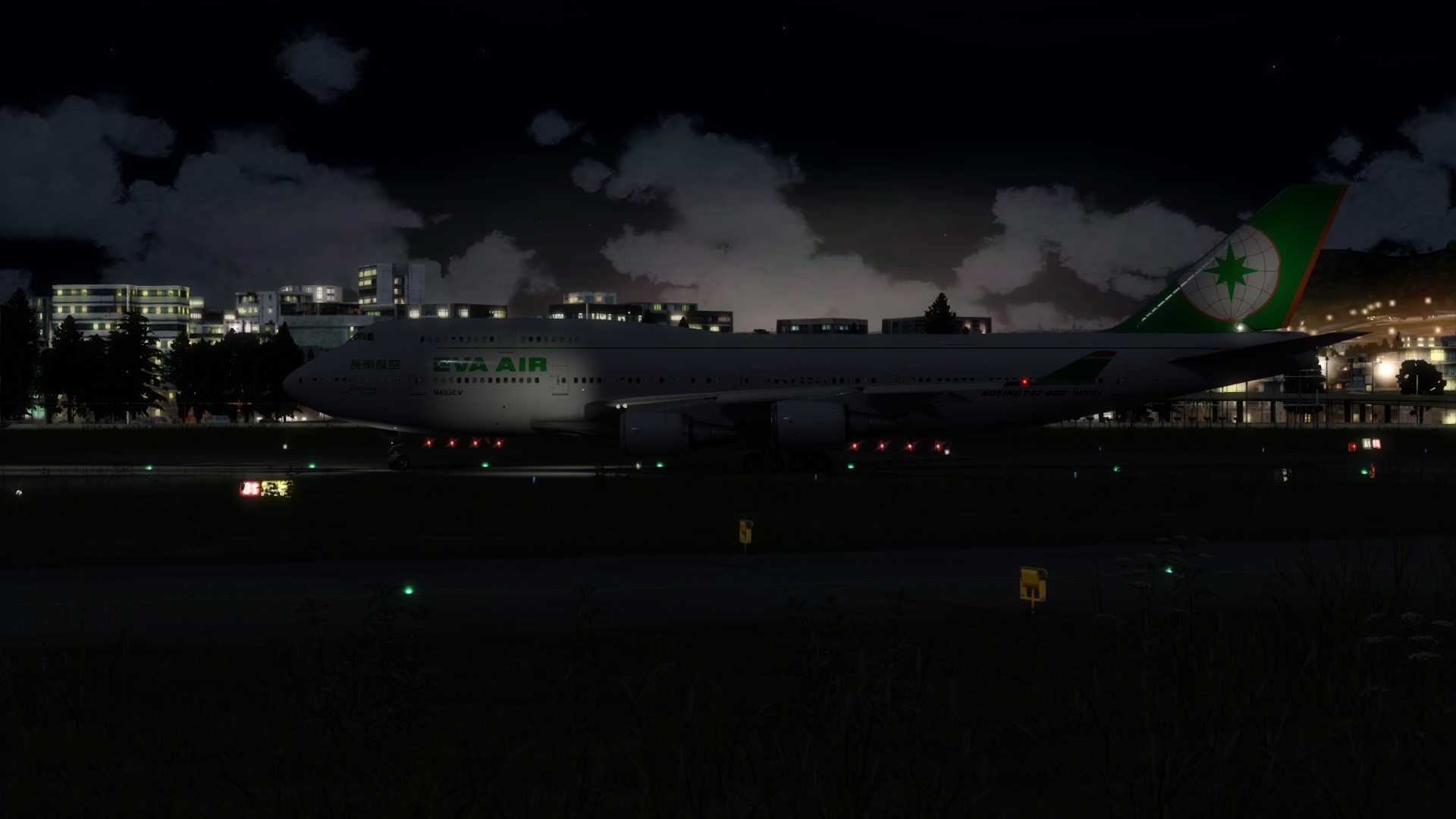 长荣航空747-45EM VHHX-VHHX夜间飞行-7602 