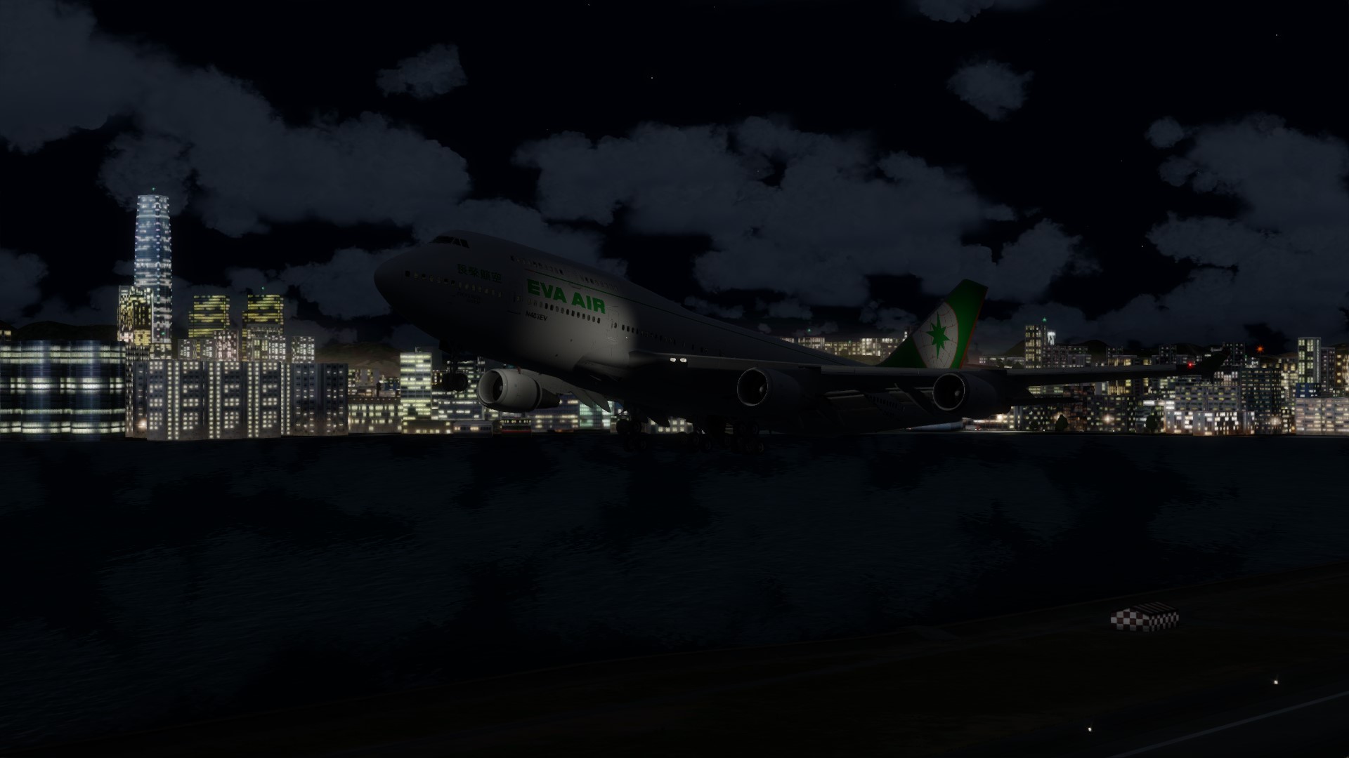 长荣航空747-45EM VHHX-VHHX夜间飞行-7923 