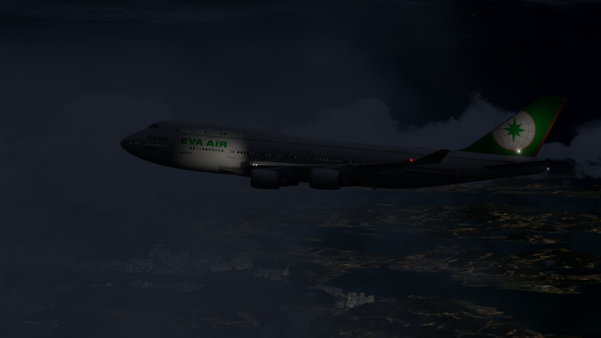 长荣航空747-45EM VHHX-VHHX夜间飞行-6306 