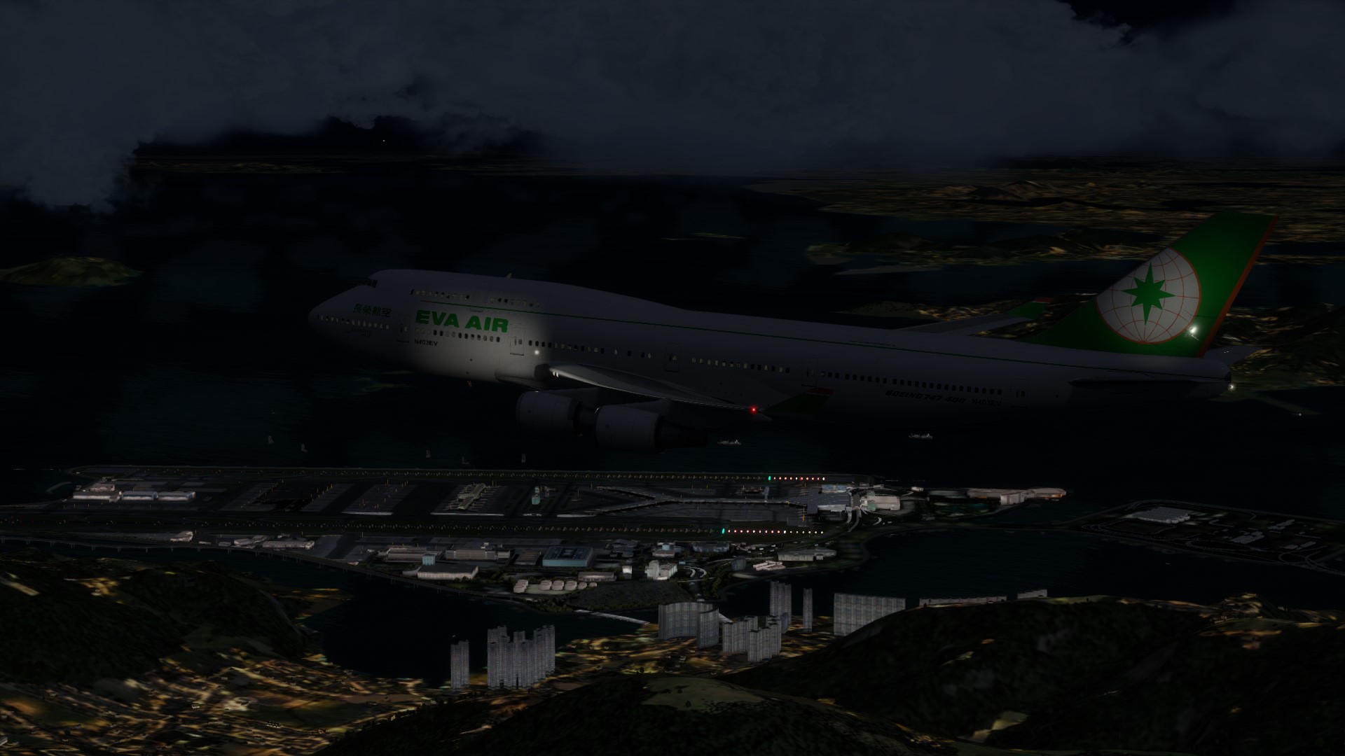 长荣航空747-45EM VHHX-VHHX夜间飞行-5705 