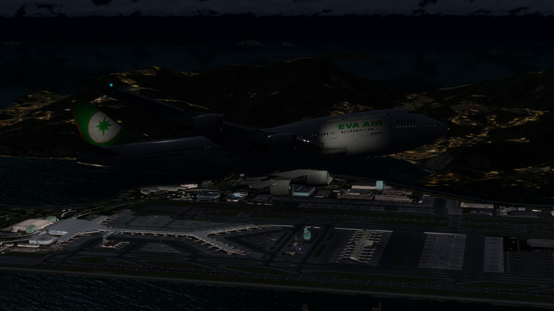 长荣航空747-45EM VHHX-VHHX夜间飞行-7705 