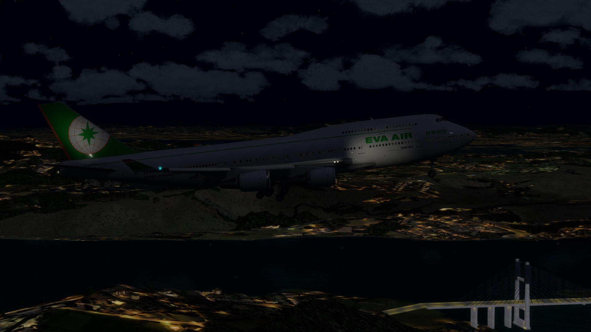 长荣航空747-45EM VHHX-VHHX夜间飞行-2846 