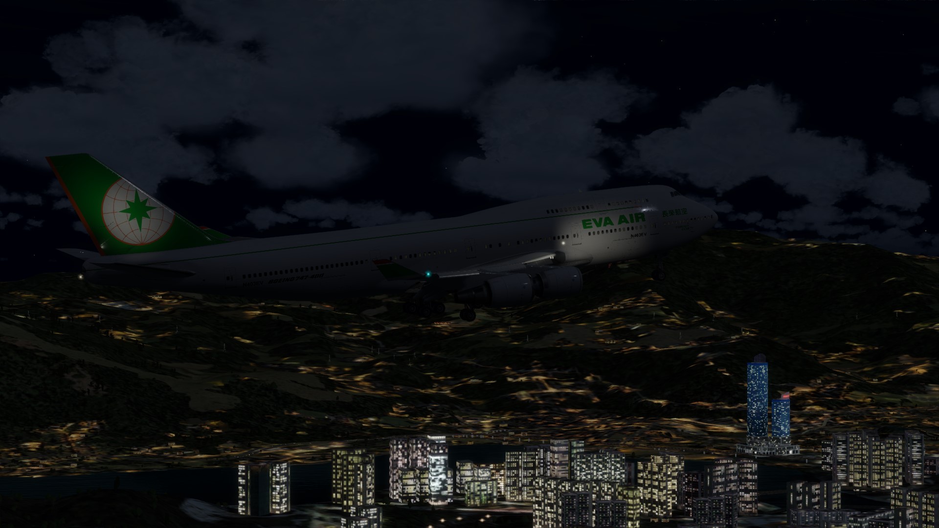 长荣航空747-45EM VHHX-VHHX夜间飞行-5366 