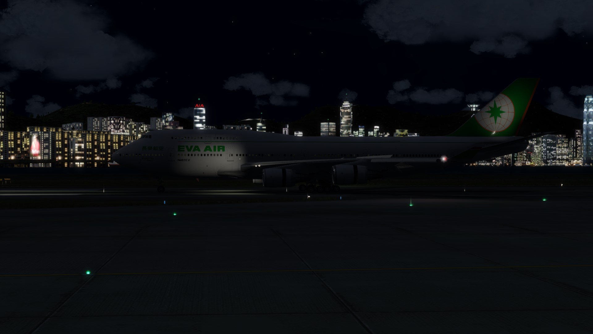 长荣航空747-45EM VHHX-VHHX夜间飞行-7002 