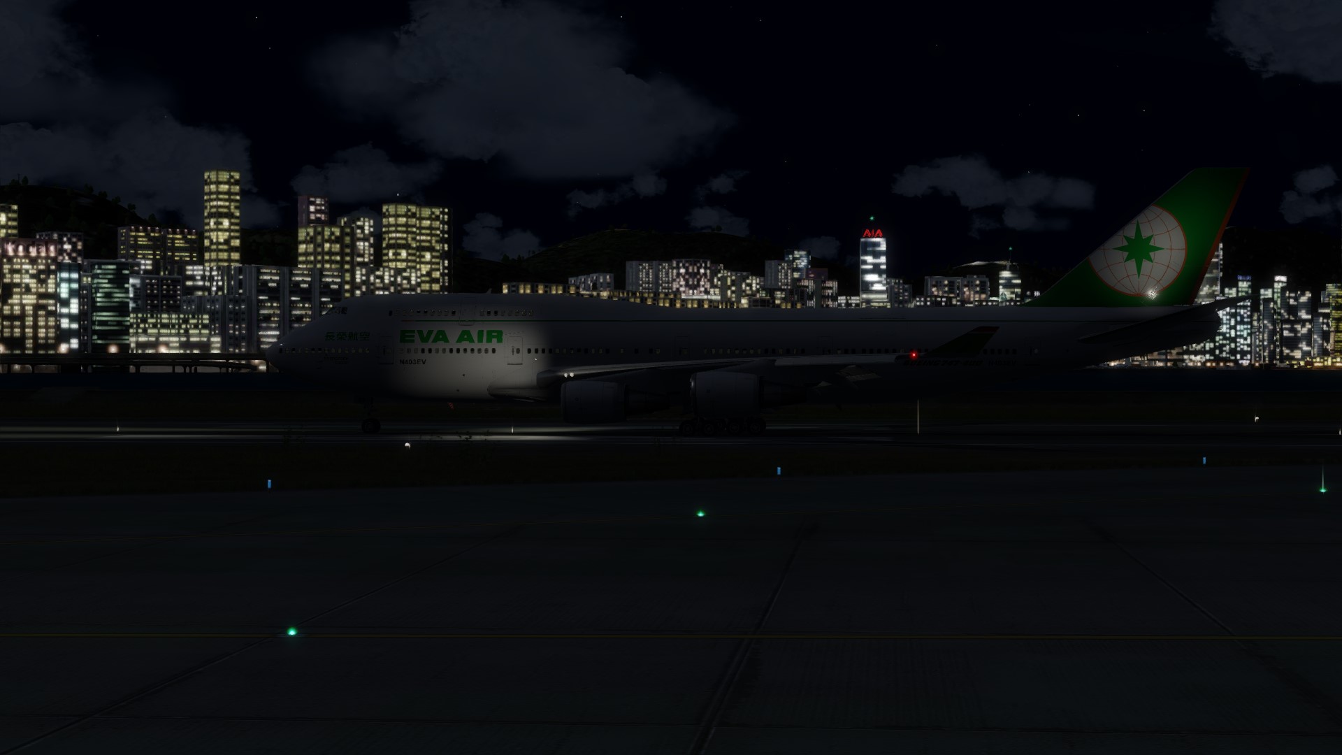 长荣航空747-45EM VHHX-VHHX夜间飞行-6748 