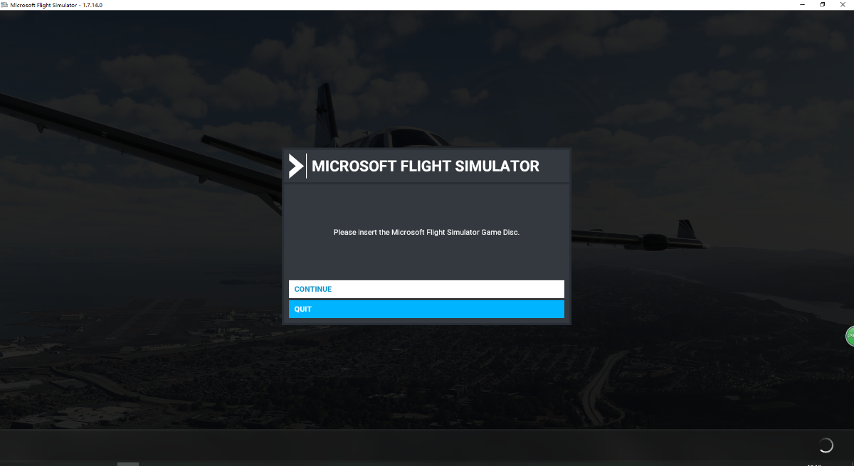 MSFS2020 进游戏提示插入光盘-3770 