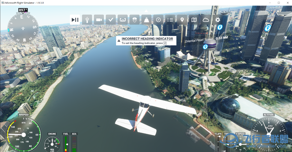 微软模拟飞行2020里的东方明珠倒下了-5886 