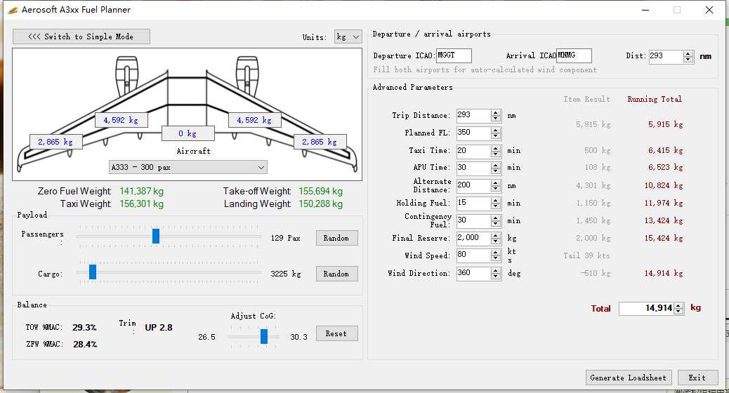 Aerosoft A330 Trim值和CG值永遠一樣-3228 