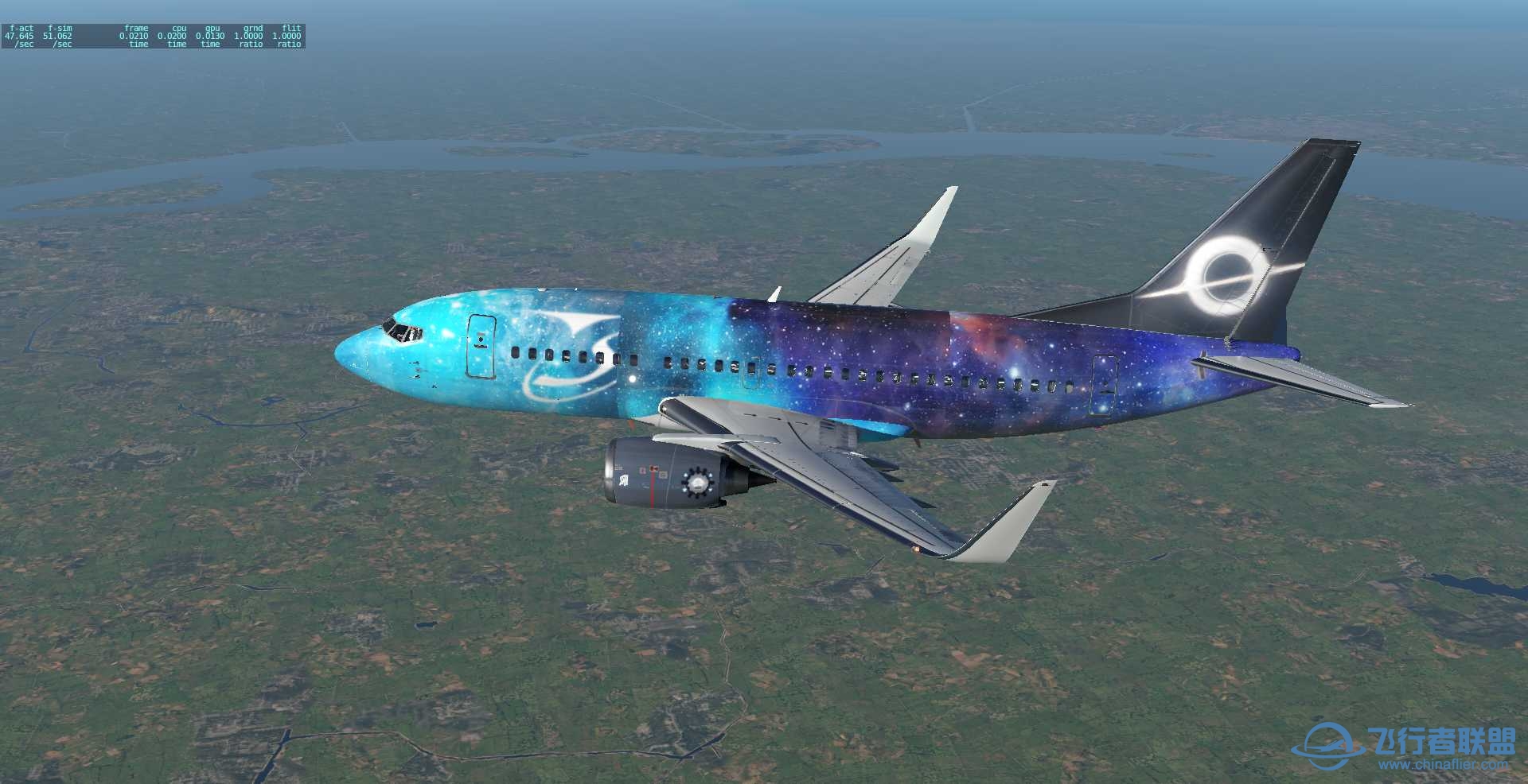 波音737-500 星空彩绘机 ZSPD-ZBAD航线美图-72 