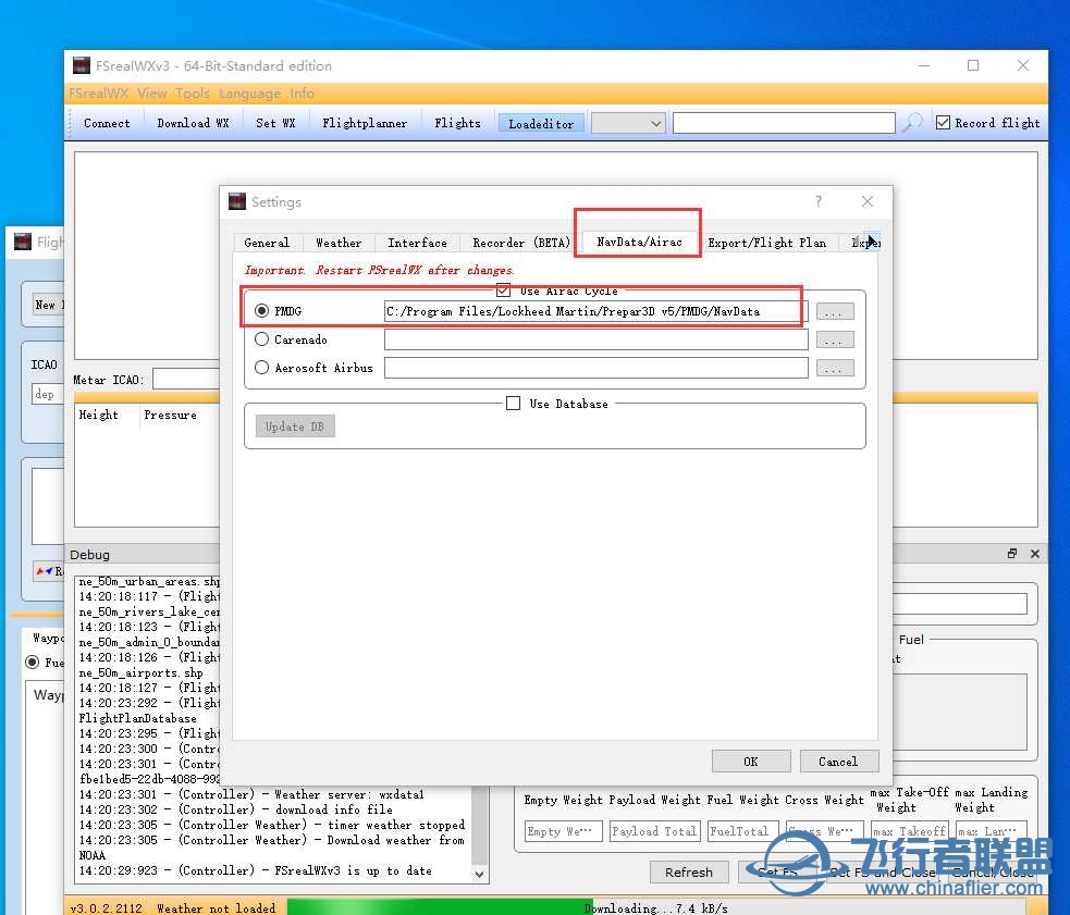 请教天气插件Fsrealwx 3.0 的导航数据和飞行计划的设置-1133 