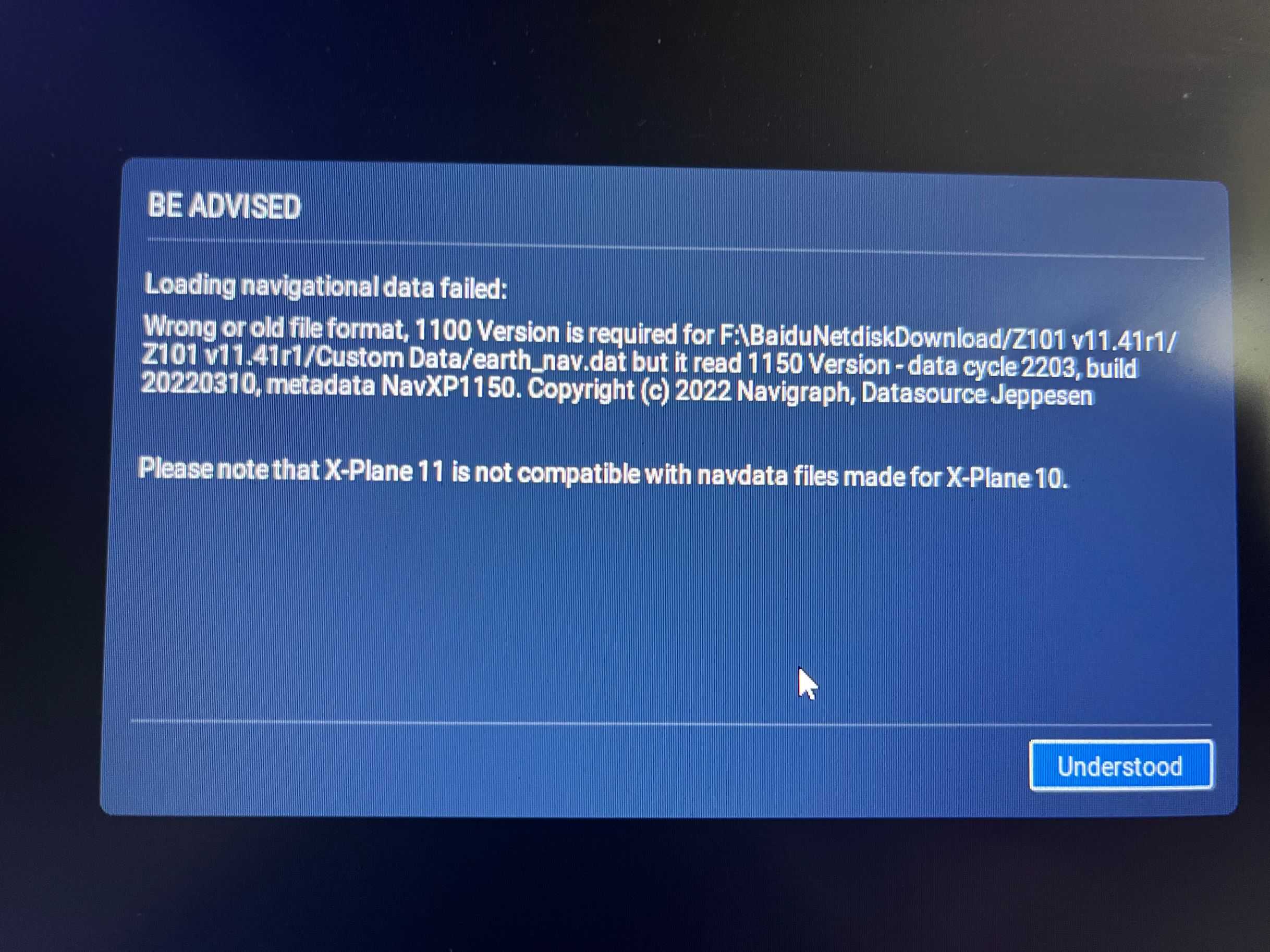 X-Plane11导航数据加载出问题怎么解决？-1500 