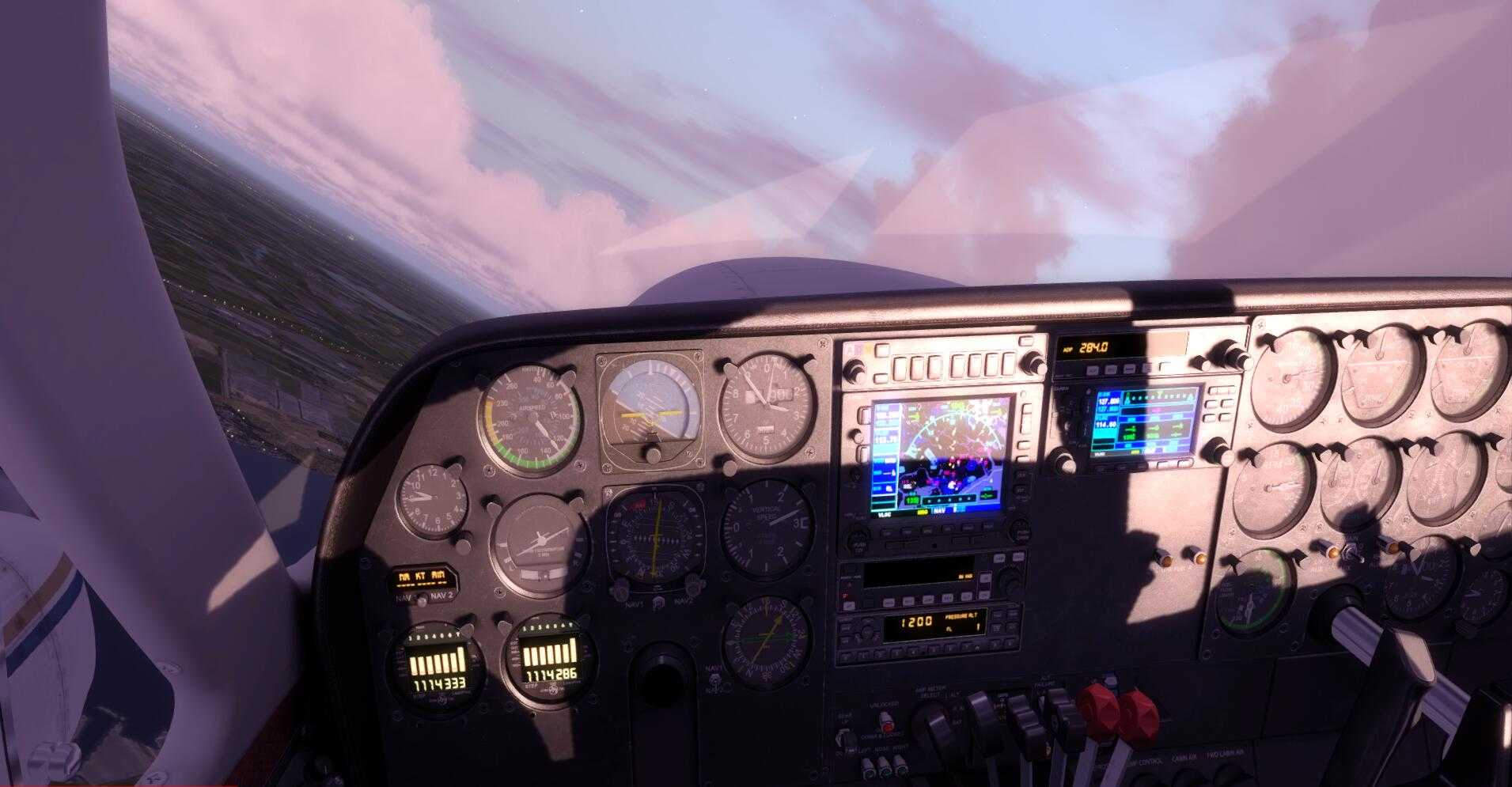 Cessna塞斯纳310R黄昏飞行 ——— 驾驶舱光影（默认无插件）-5774 
