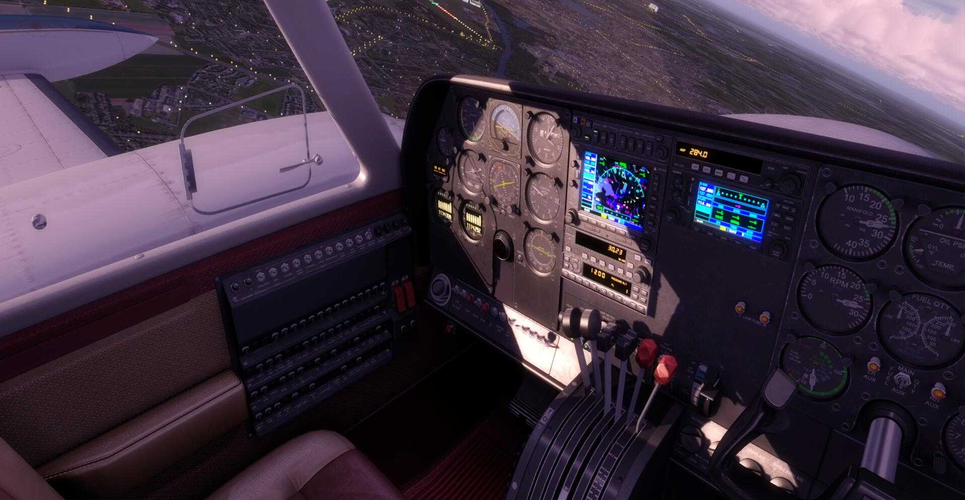 Cessna塞斯纳310R黄昏飞行 ——— 驾驶舱光影（默认无插件）-4729 