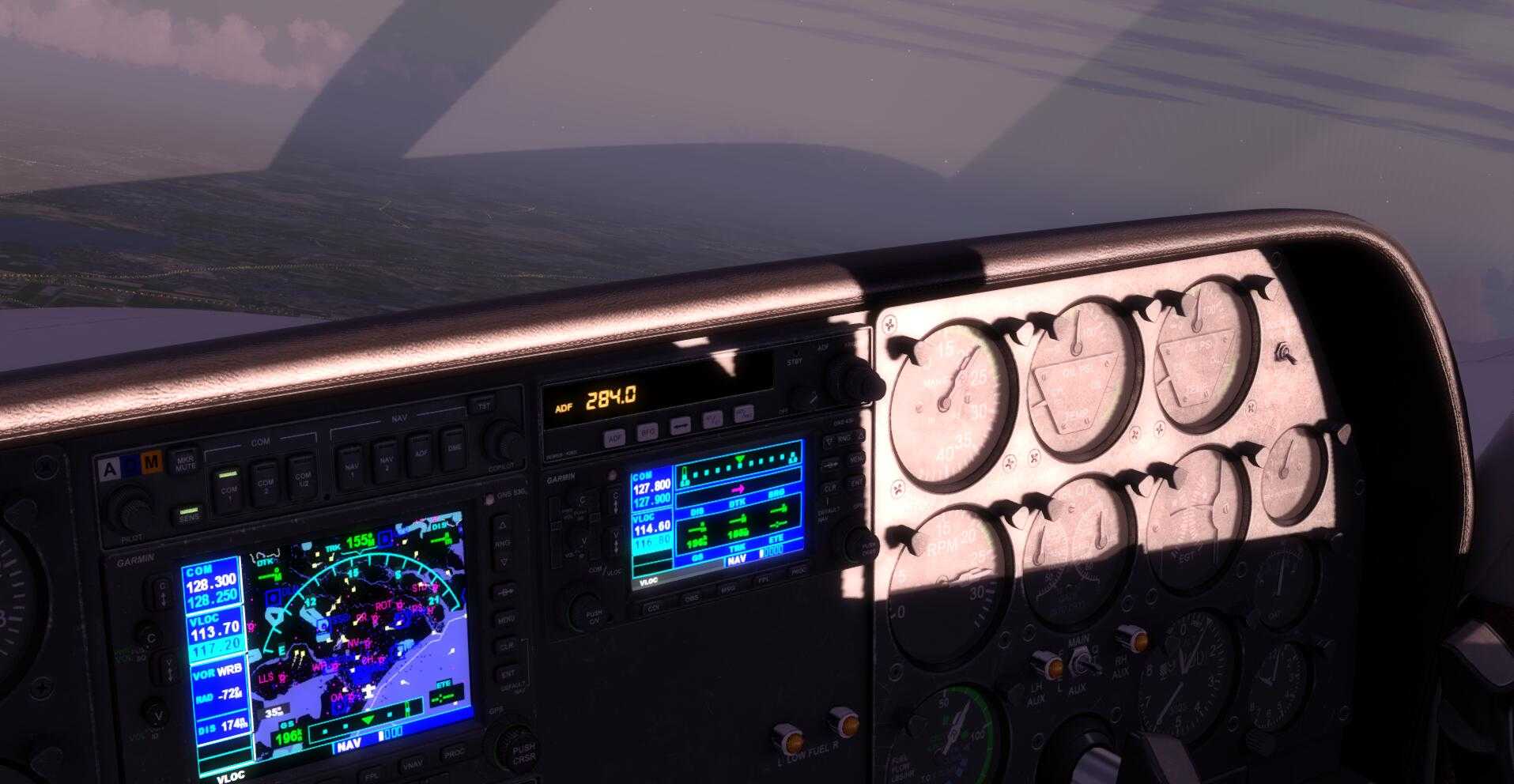 Cessna塞斯纳310R黄昏飞行 ——— 驾驶舱光影（默认无插件）-6114 