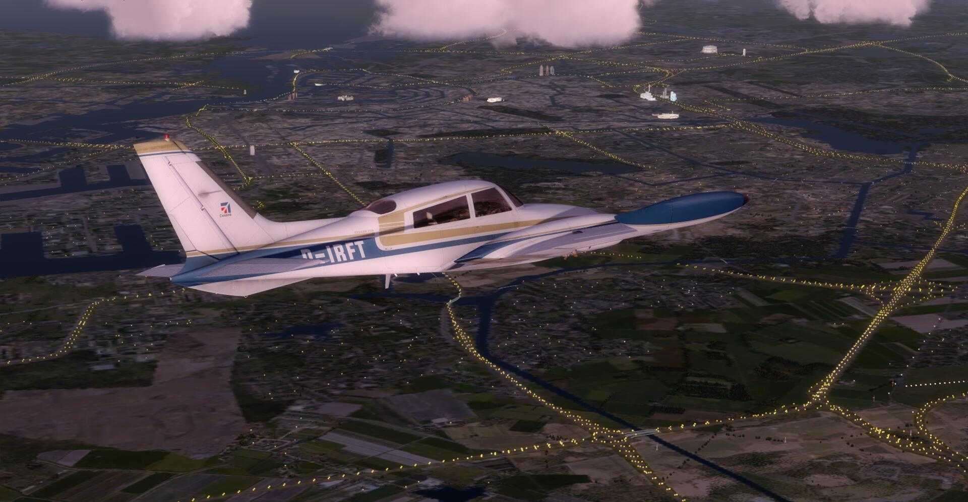 Cessna塞斯纳310R黄昏飞行 ——— 驾驶舱光影（默认无插件）-3908 