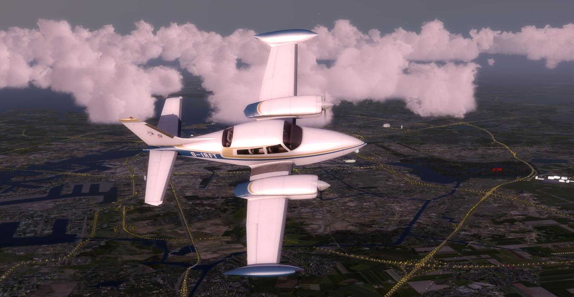 Cessna塞斯纳310R黄昏飞行 ——— 驾驶舱光影（默认无插件）-1770 