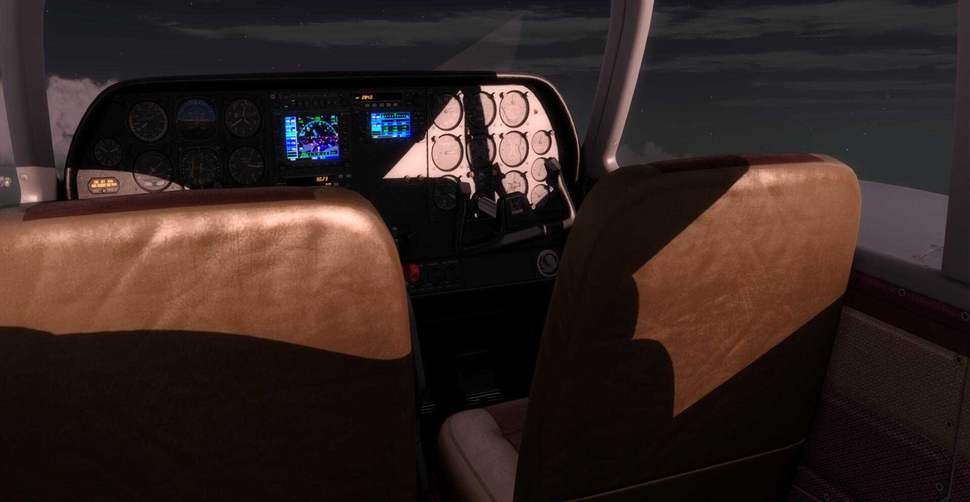 Cessna塞斯纳310R黄昏飞行 ——— 驾驶舱光影（默认无插件）-4301 