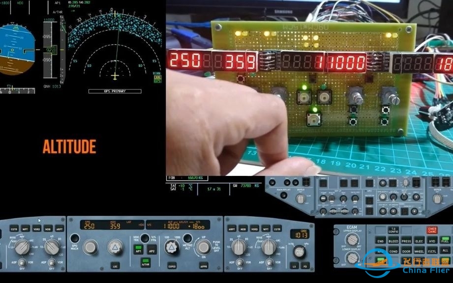 国外飞友用自制的A320FCU测试普瑞讯A320软件-5155 