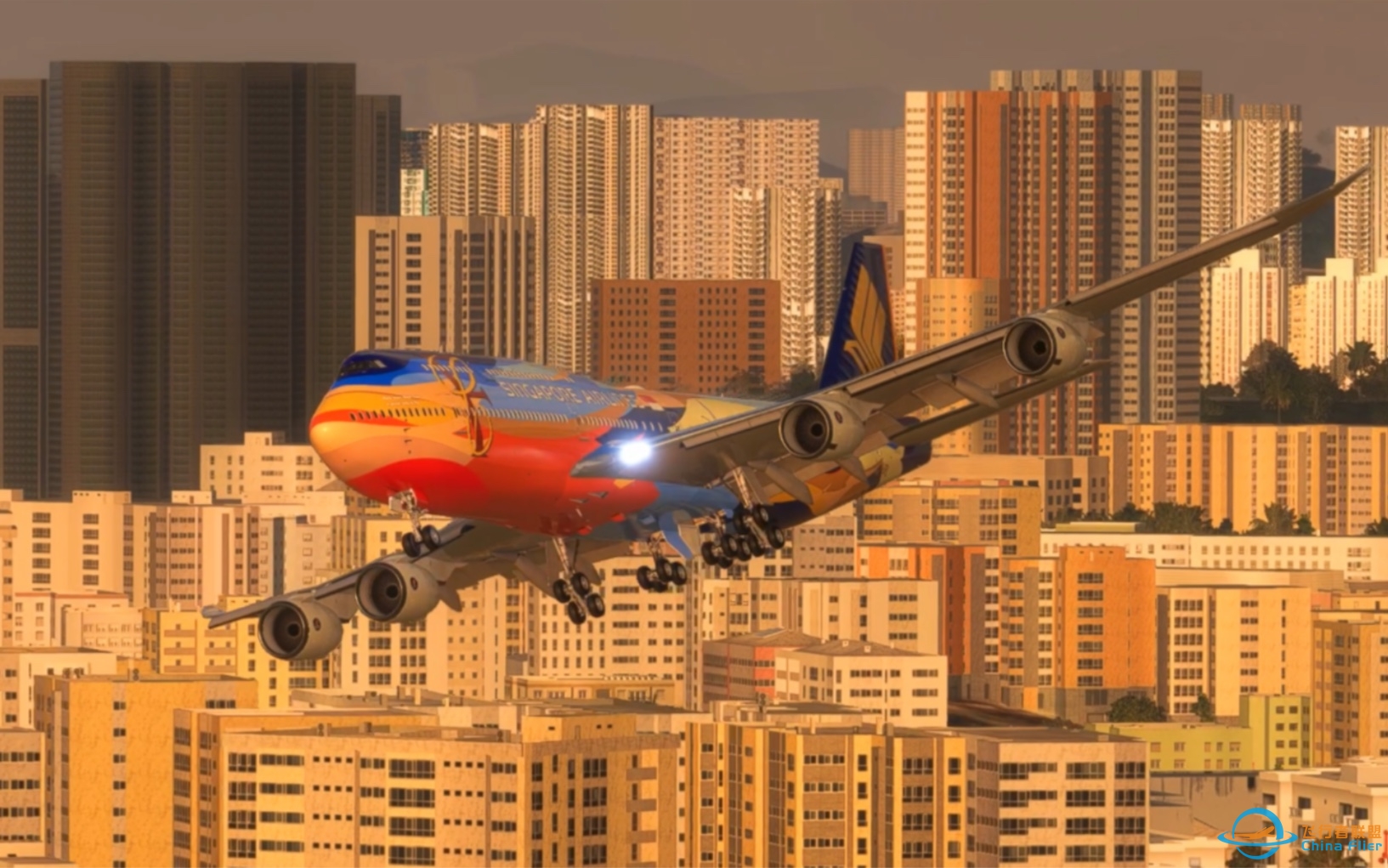 新加坡航空747-8在香港启德机场着陆 [模拟飞行2020]-5153 