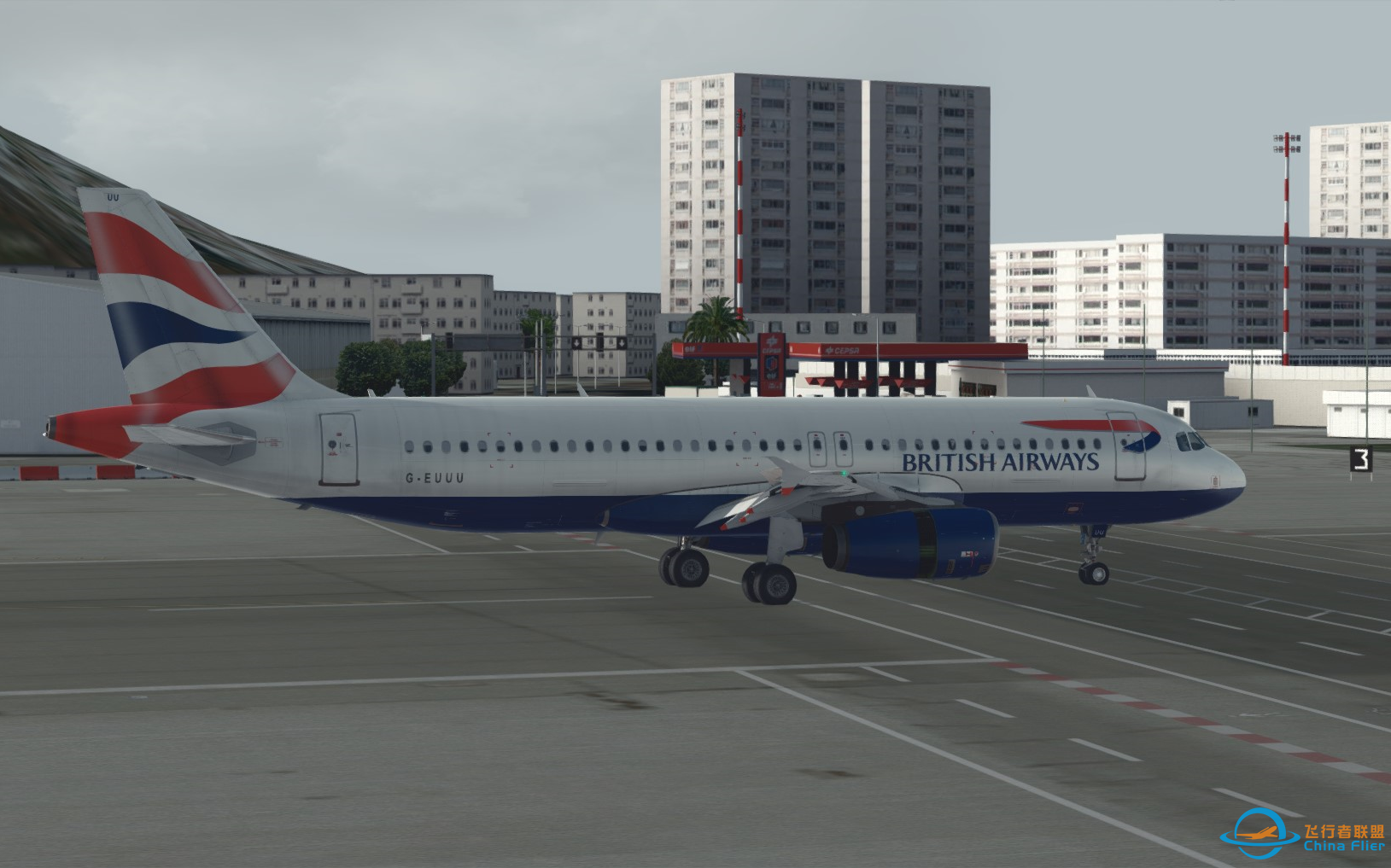 [Prepar3D]在直布罗陀机场 RWY27 降落-389 
