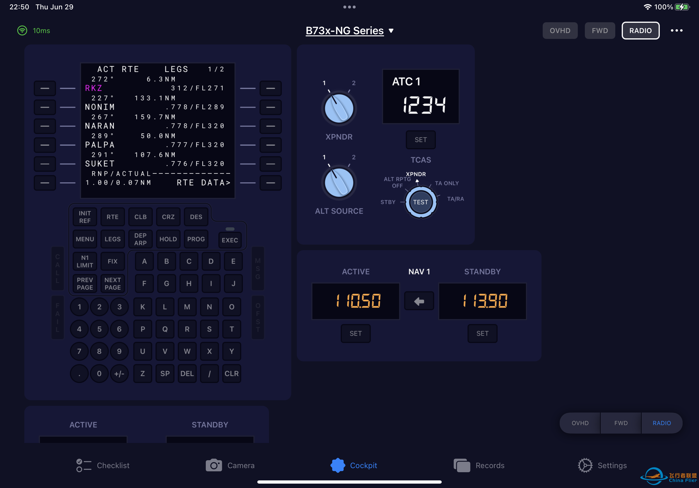 推荐一款 iOS 上控制 PMDG 737 各项面板的软件-9765 