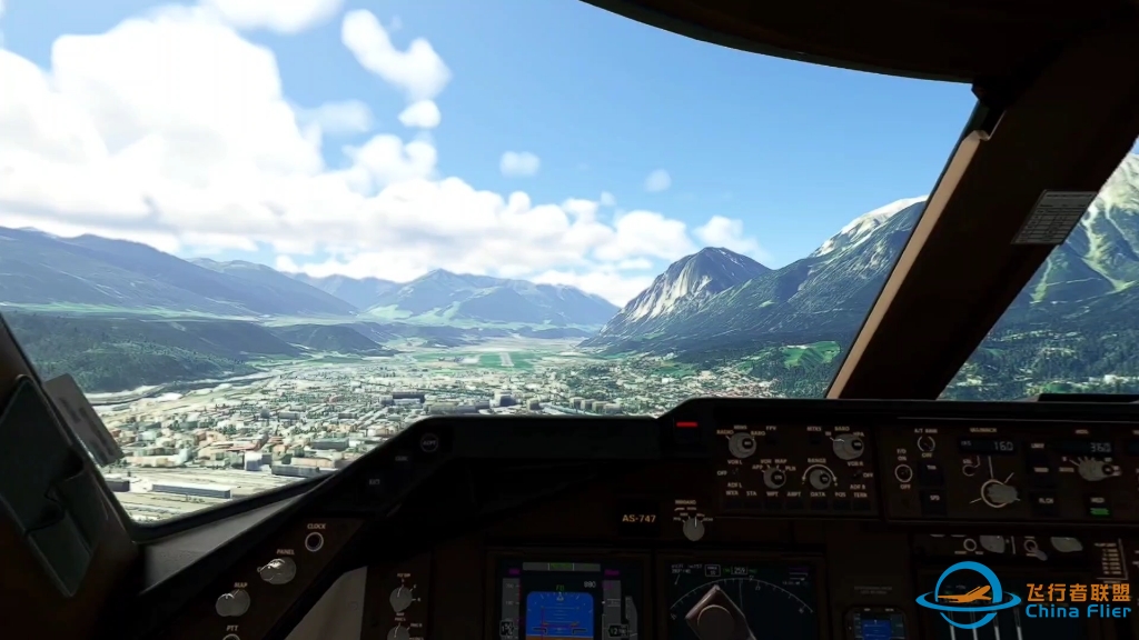 飞行模拟2020VR体验，阿尔卑斯山 波音747侧风降落-2543 