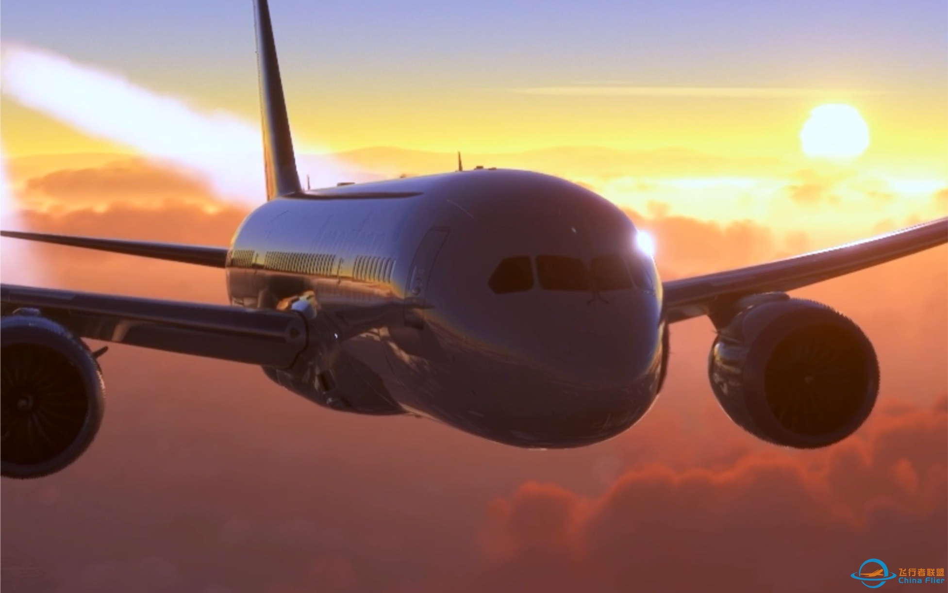 模拟飞行 2020 太平洋上空的日出 American 787-8-3083 