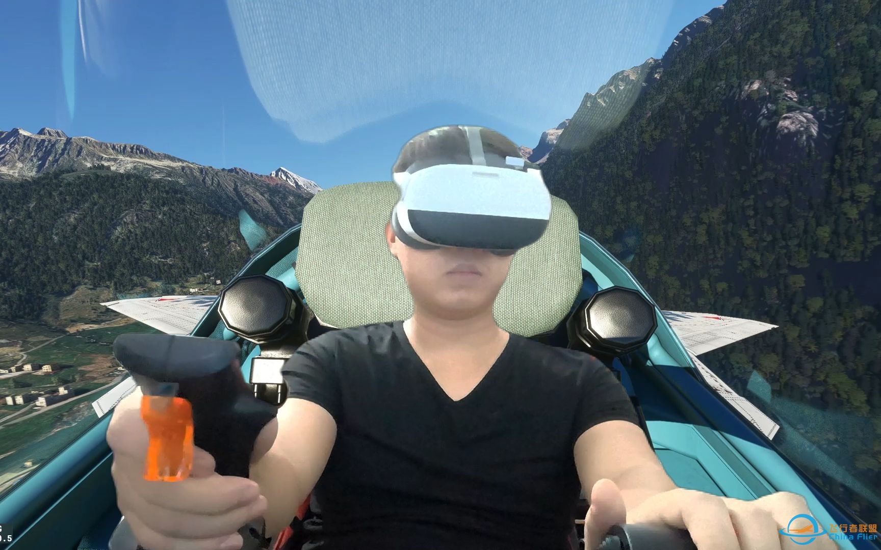 《微软飞行模拟2020》VR模式，飞越阿尔卑斯山脉，风景太美了！-2335 