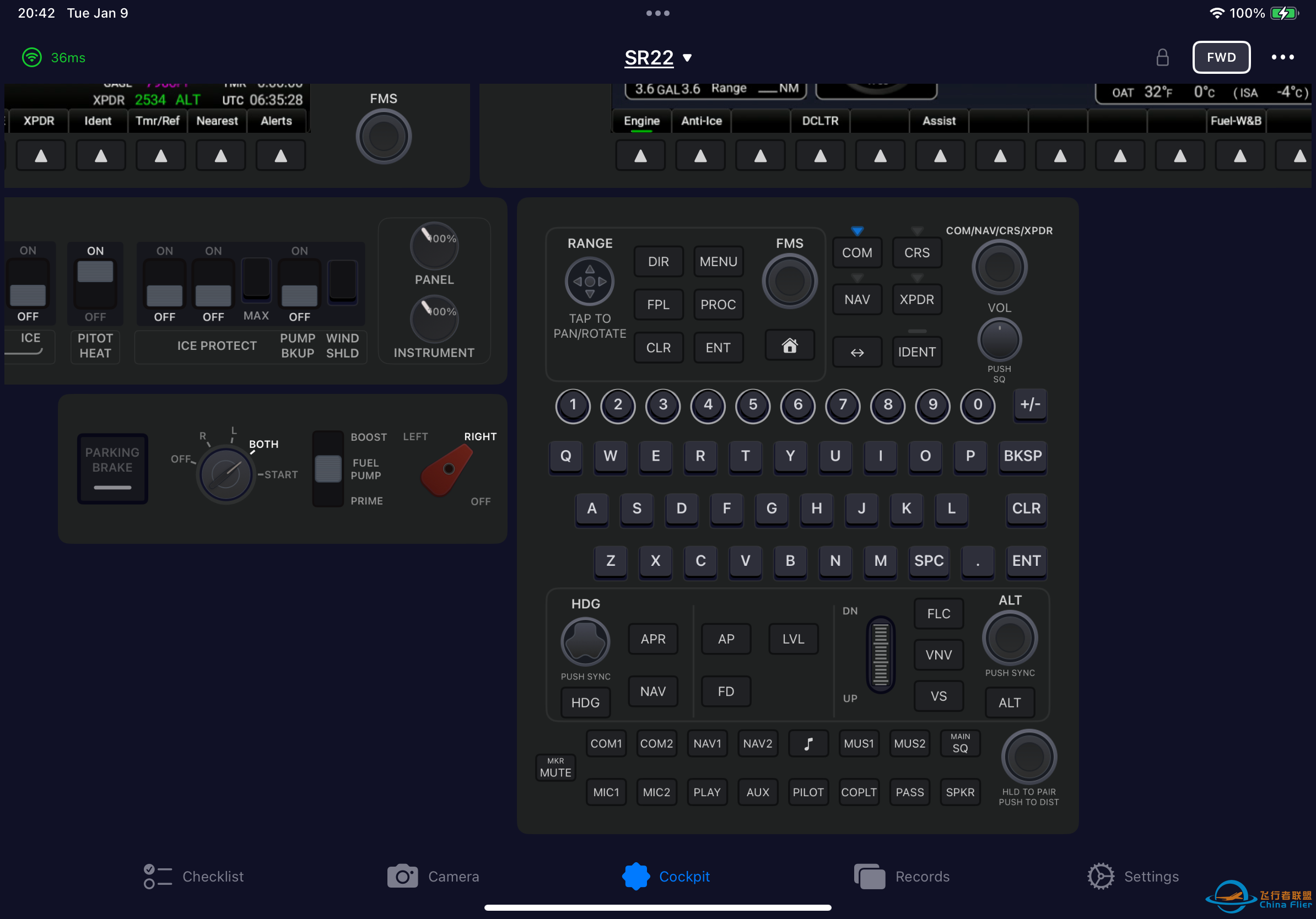 SimFly Pad iOS 发布了SR22 面板-2266 